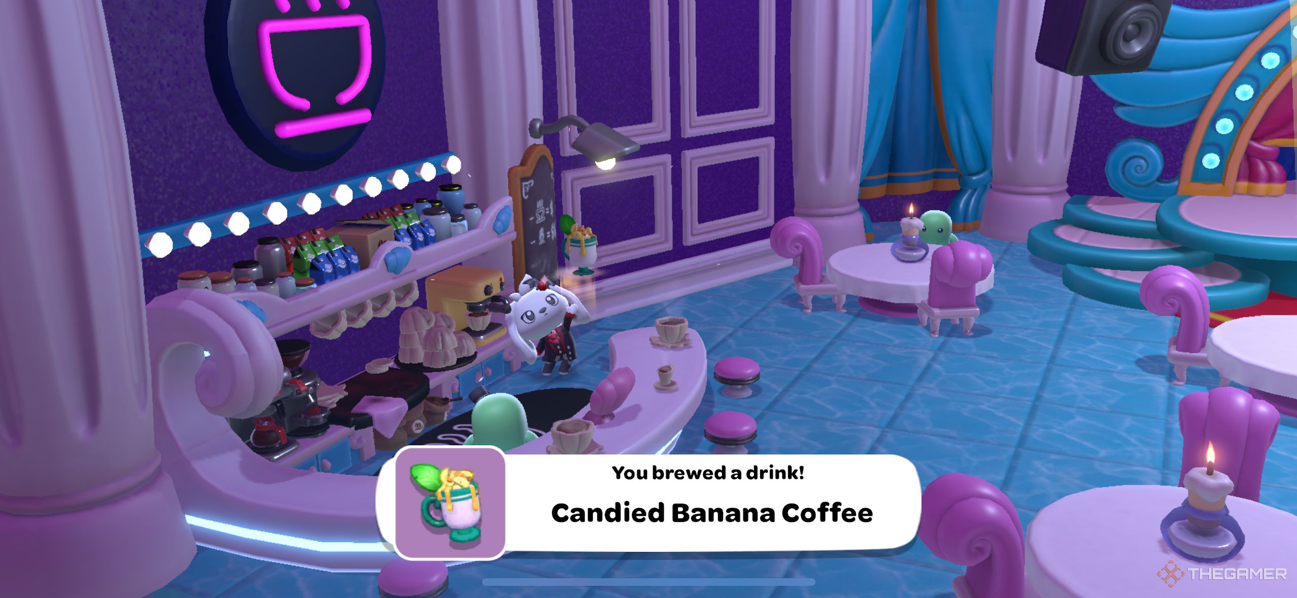 A player making a Candied Banana Coffee.