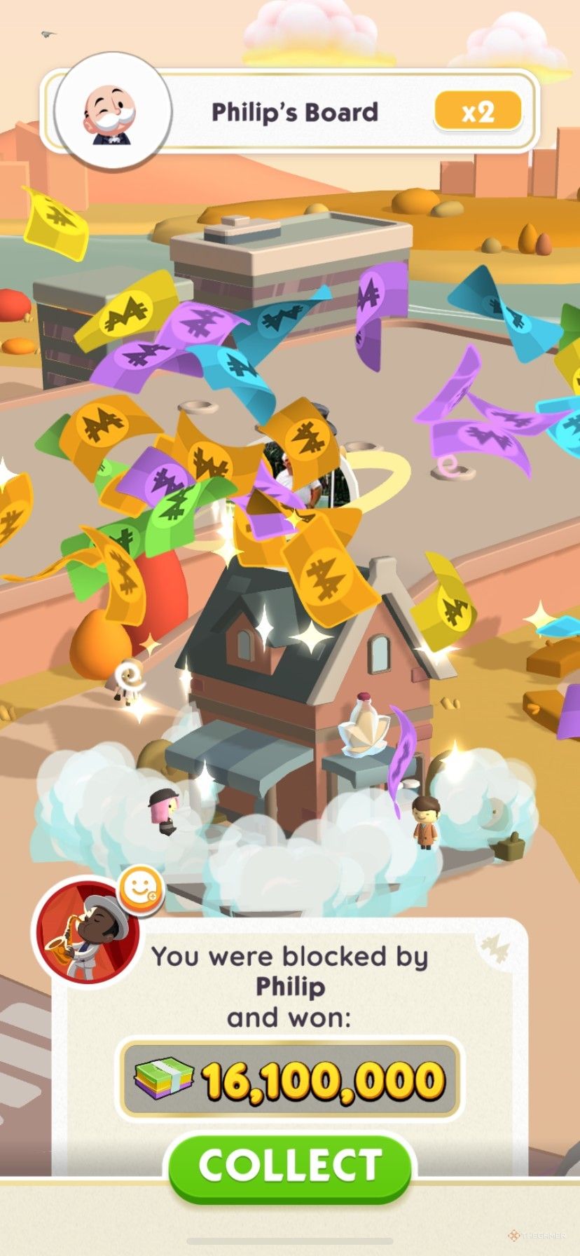 Attacking someone during Spore Score in Monopoly Go.-1
