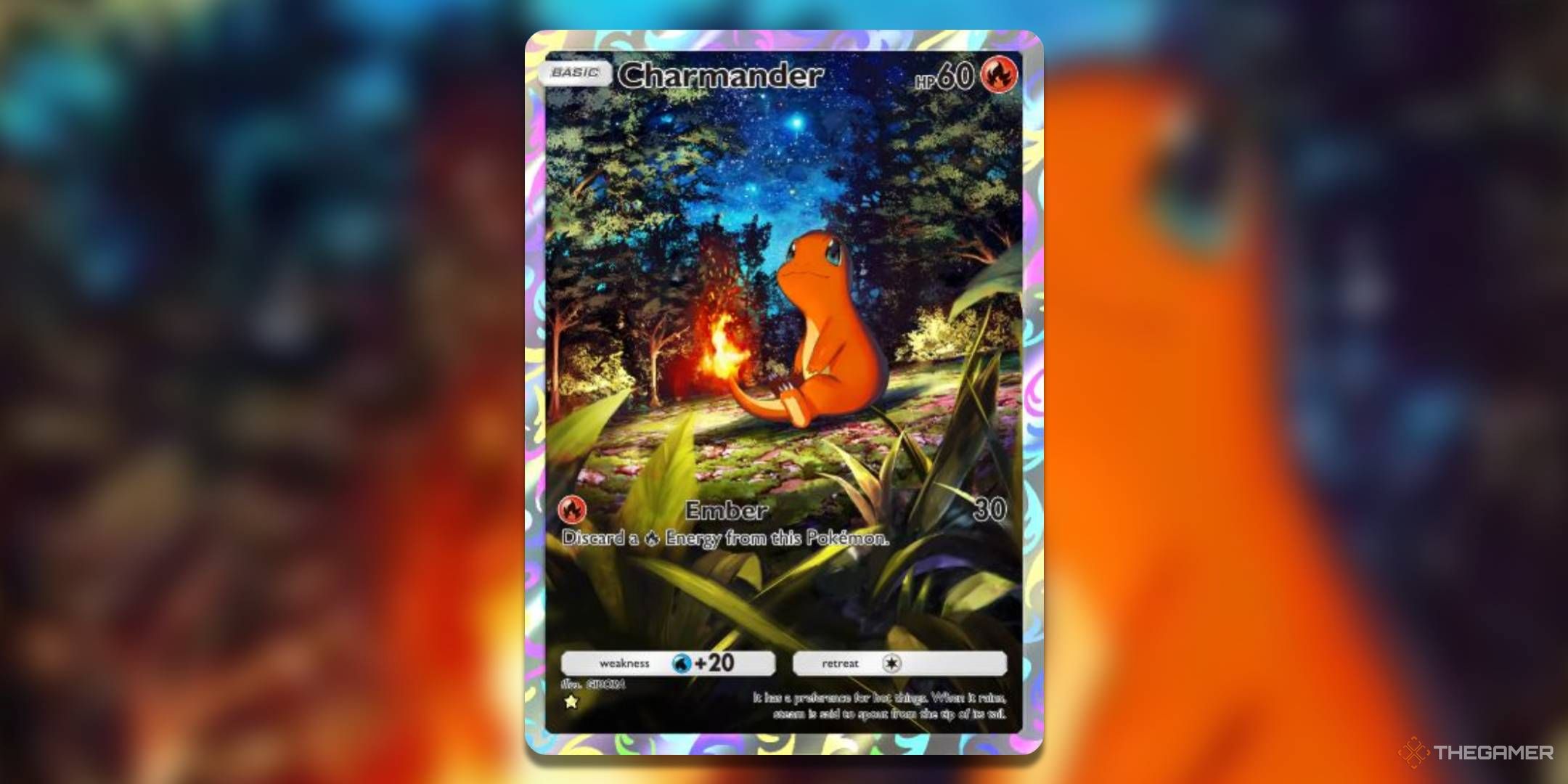 The Illustration Rare version of Charmander, avy amin'ny Genetic Apex.
