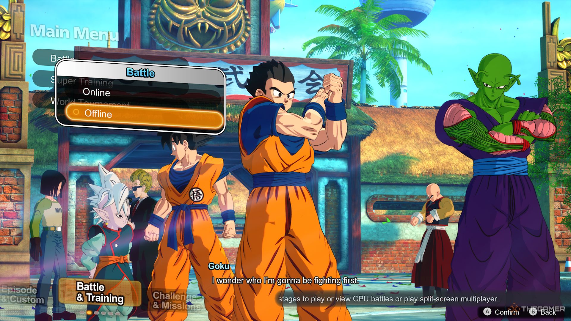 Dragon Ball Sparking! Zero screenshot of battle menu.