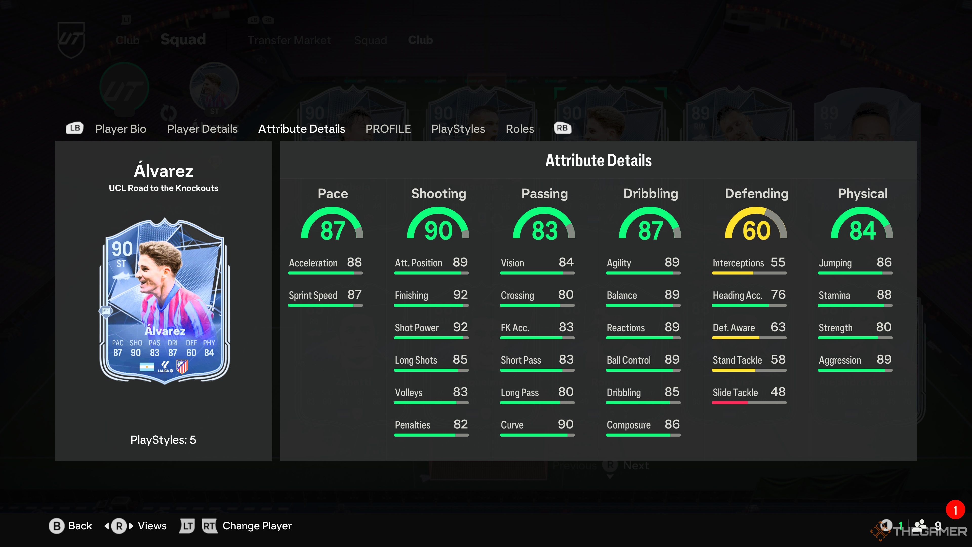 Julian Alvarez's card attributes in EA Sports FC 25.