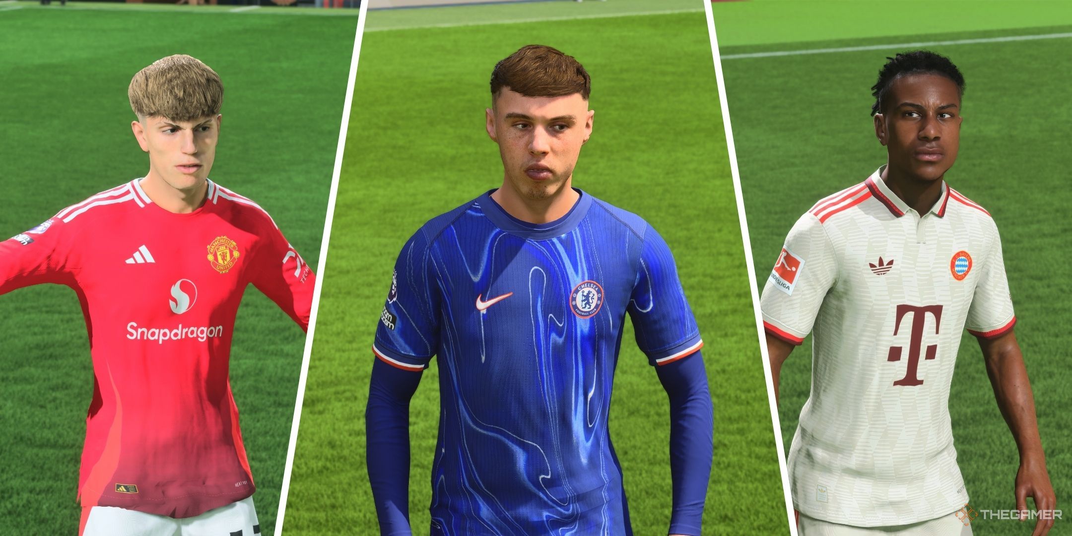 A shared image of Alejandro Garnacho, Cole Palmer and Michael Olise in EA Sports FC 25.