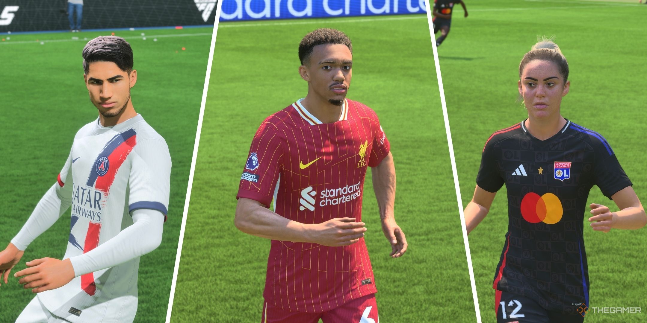 A shared image of Achraf Hakimi, Trent Alexander-Arnold and Ellie Carpenter in EA Sports FC 25.