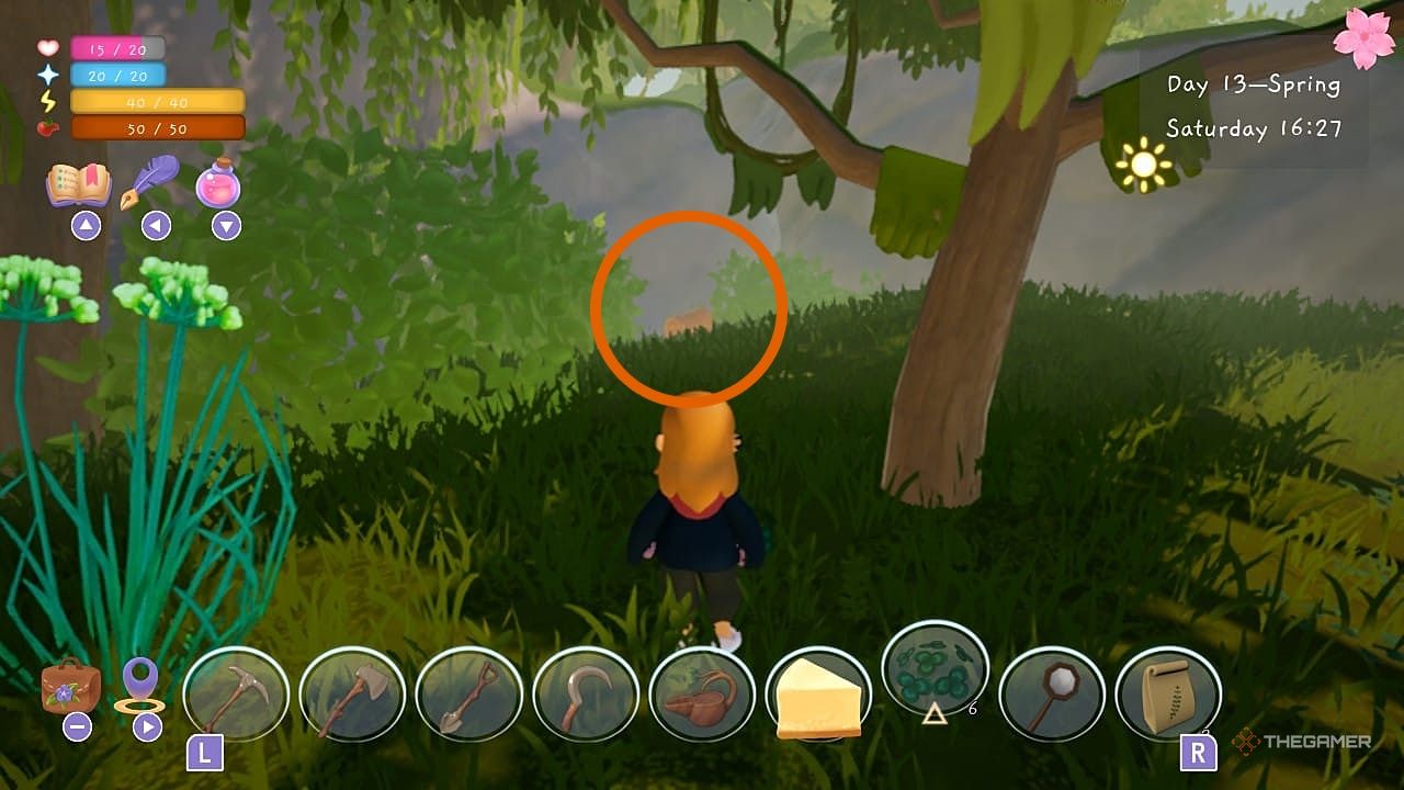 Player facing a chest in the distance in Garden Witch Life.