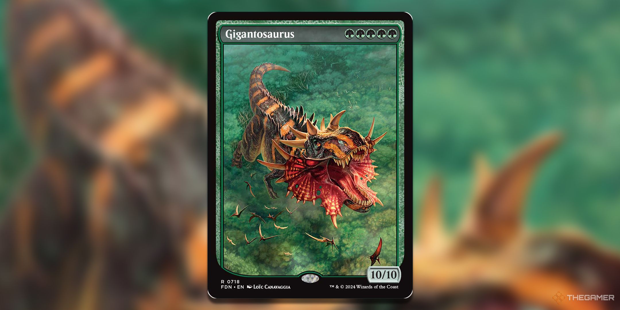 Gigantosaurus landscape MTG Card.