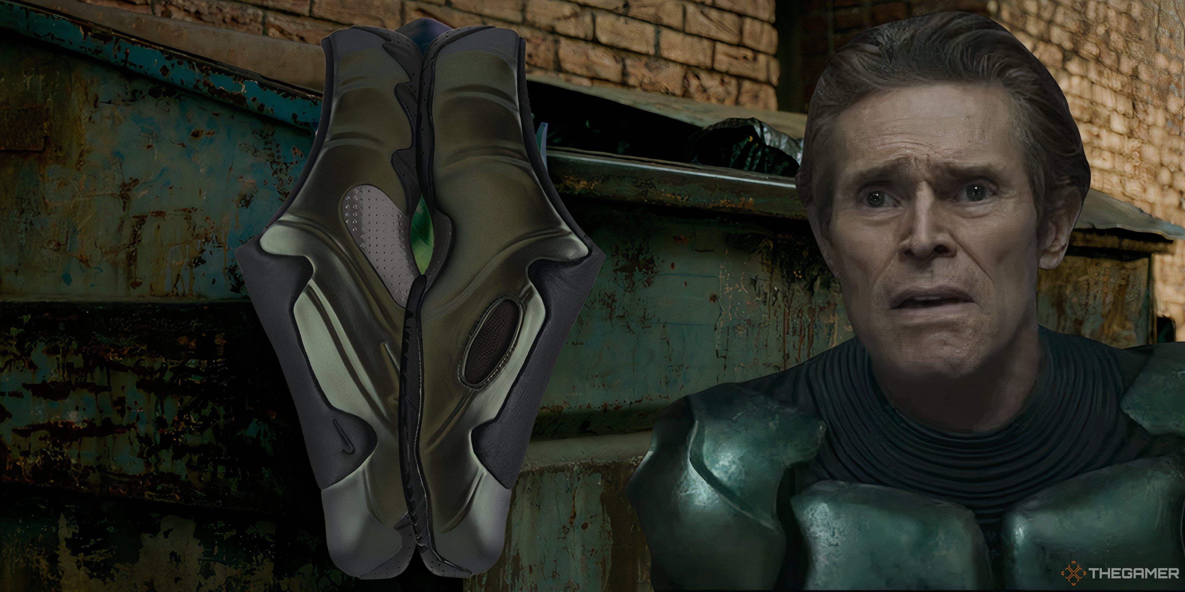 green goblin looking at some green golbin nike clogposites