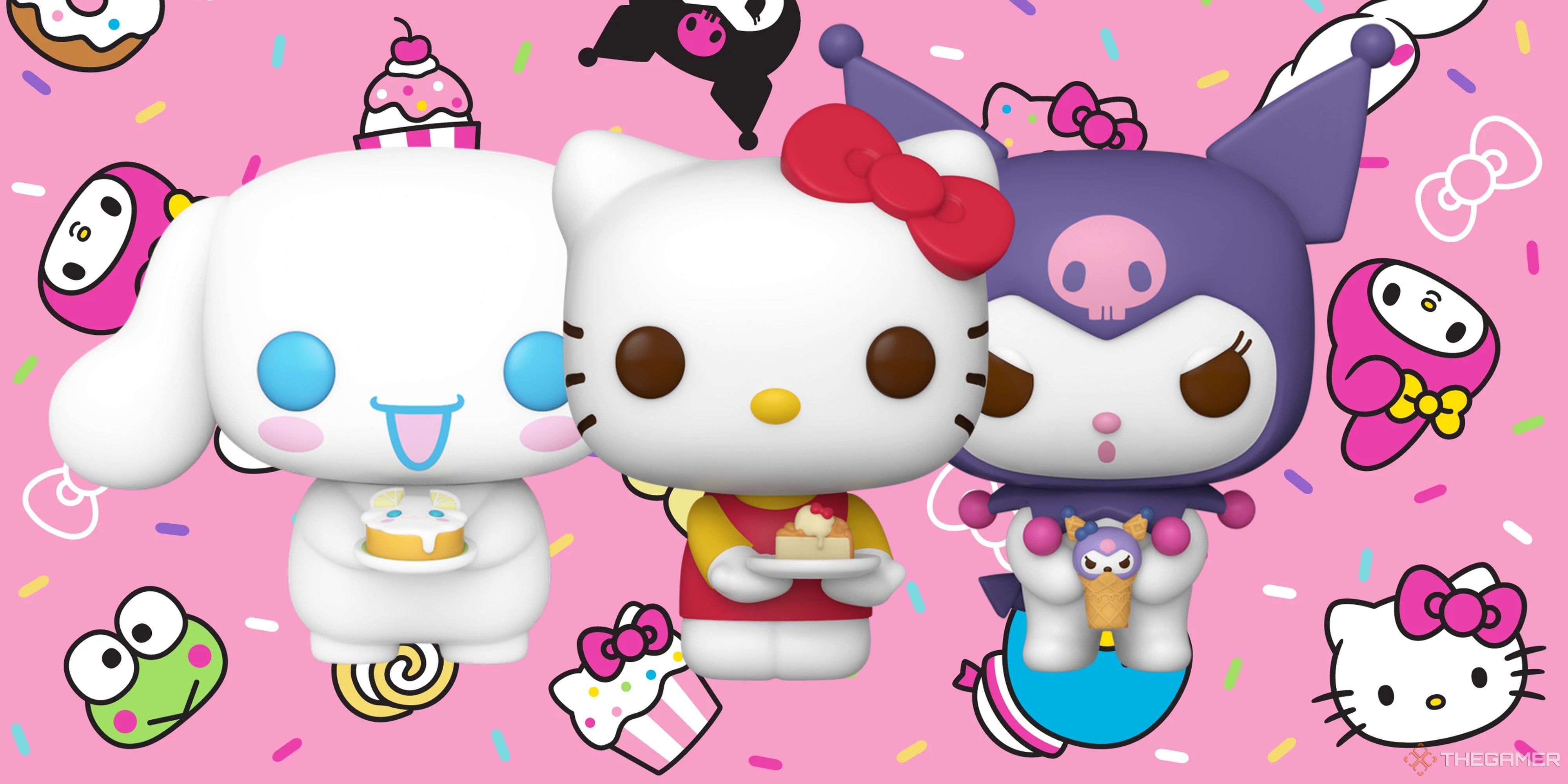 hello kitty cinnamoroll and kuromi sanrio dessert funko pops