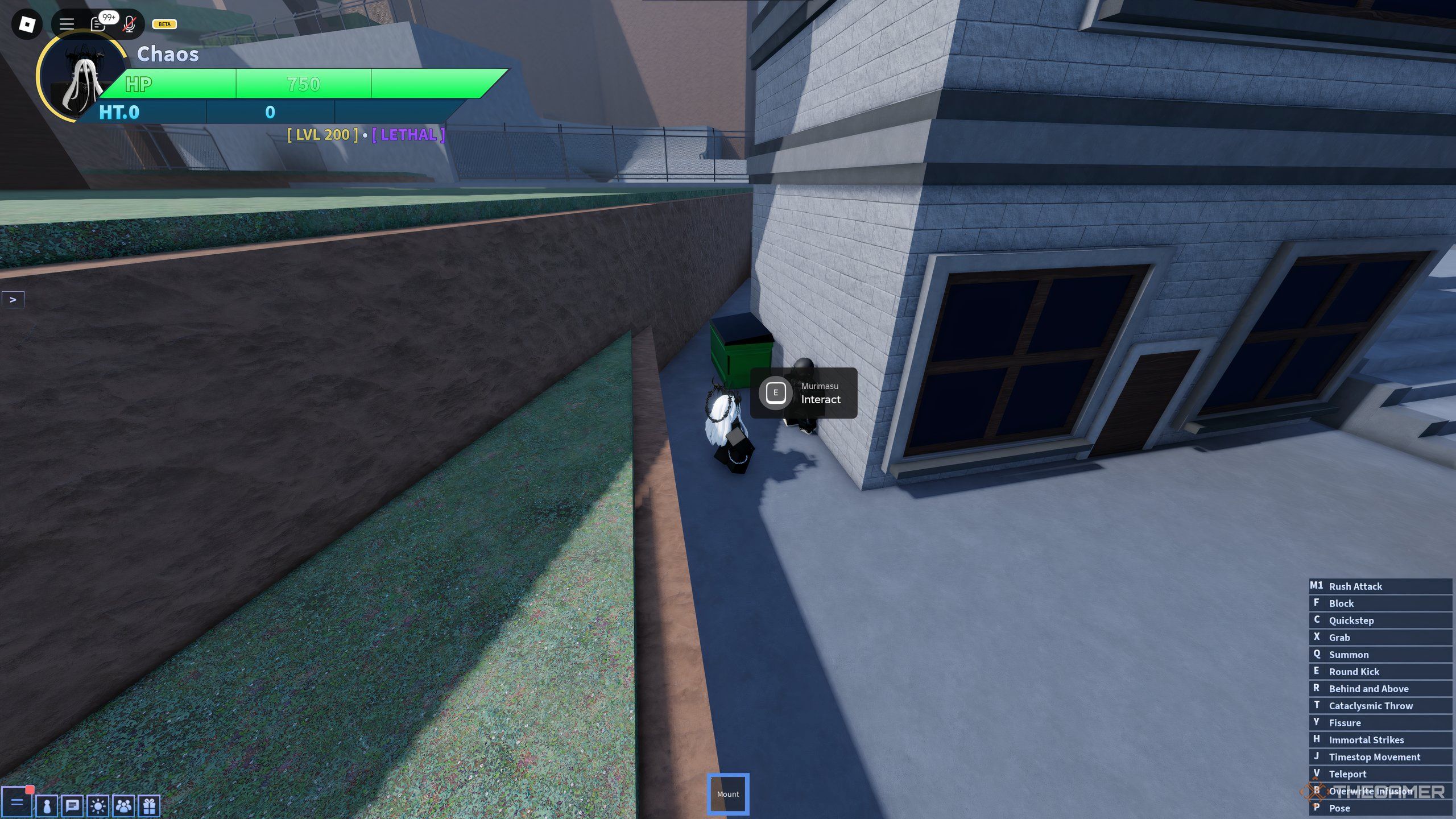 A player who begins the Haki Quest with Murimasu in Roblox: A Universal Time.