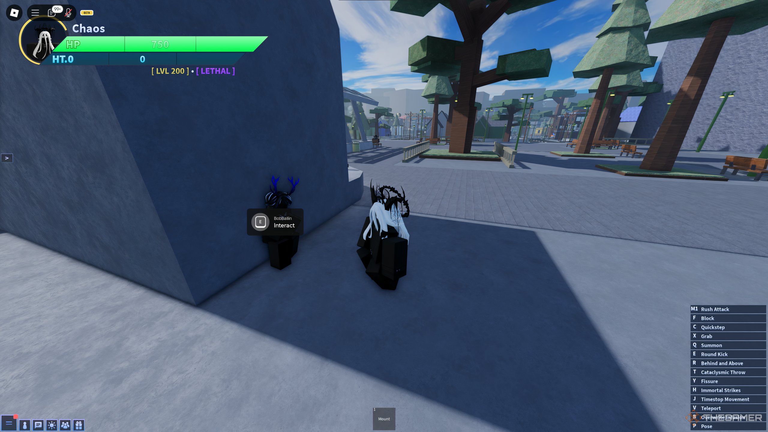 A player who begins the Haki Quest with BobBallin in Roblox: A Universal Time.