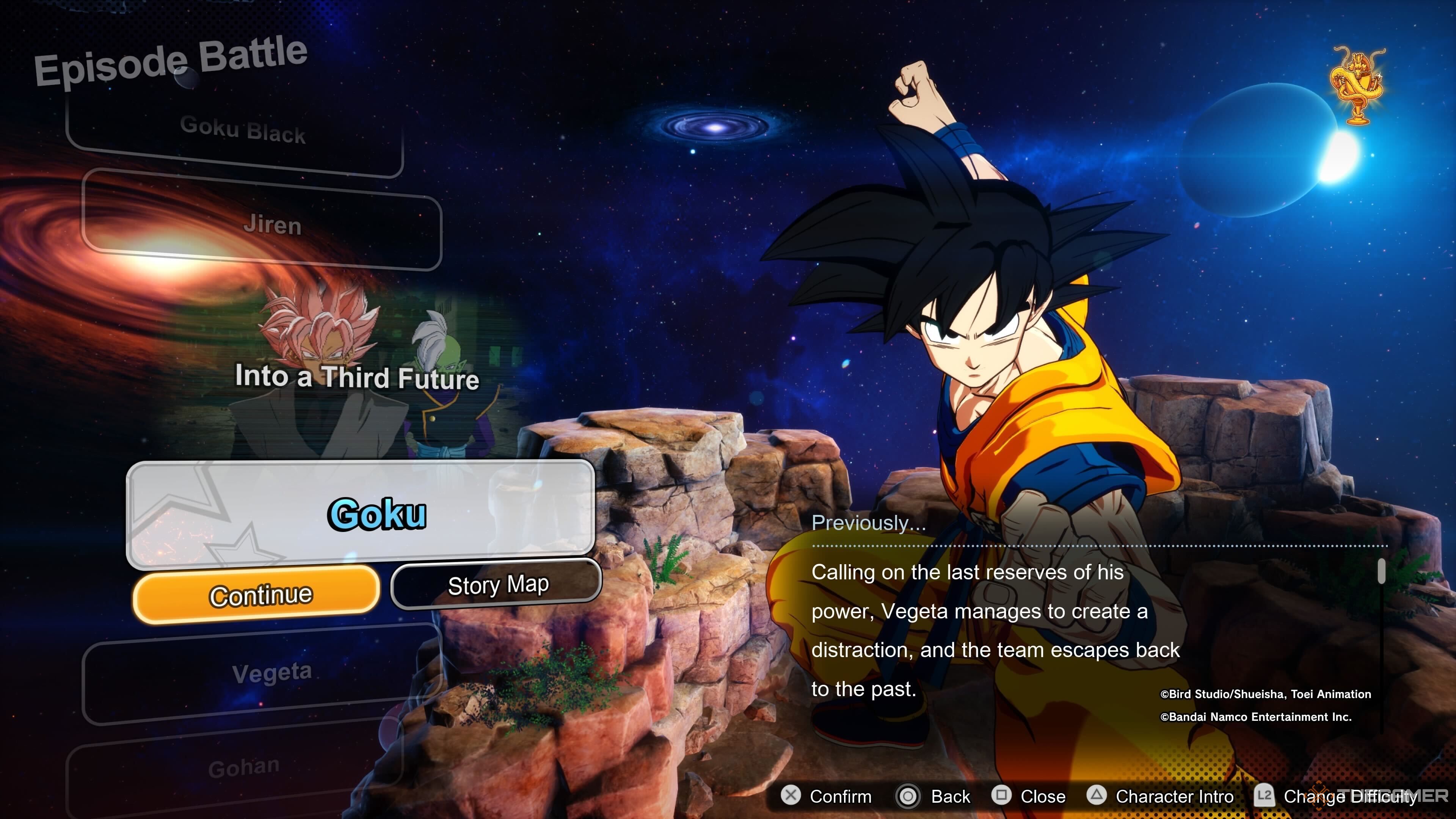 Goku's Episode Battle in Dragon Ball: Sparking Zero.