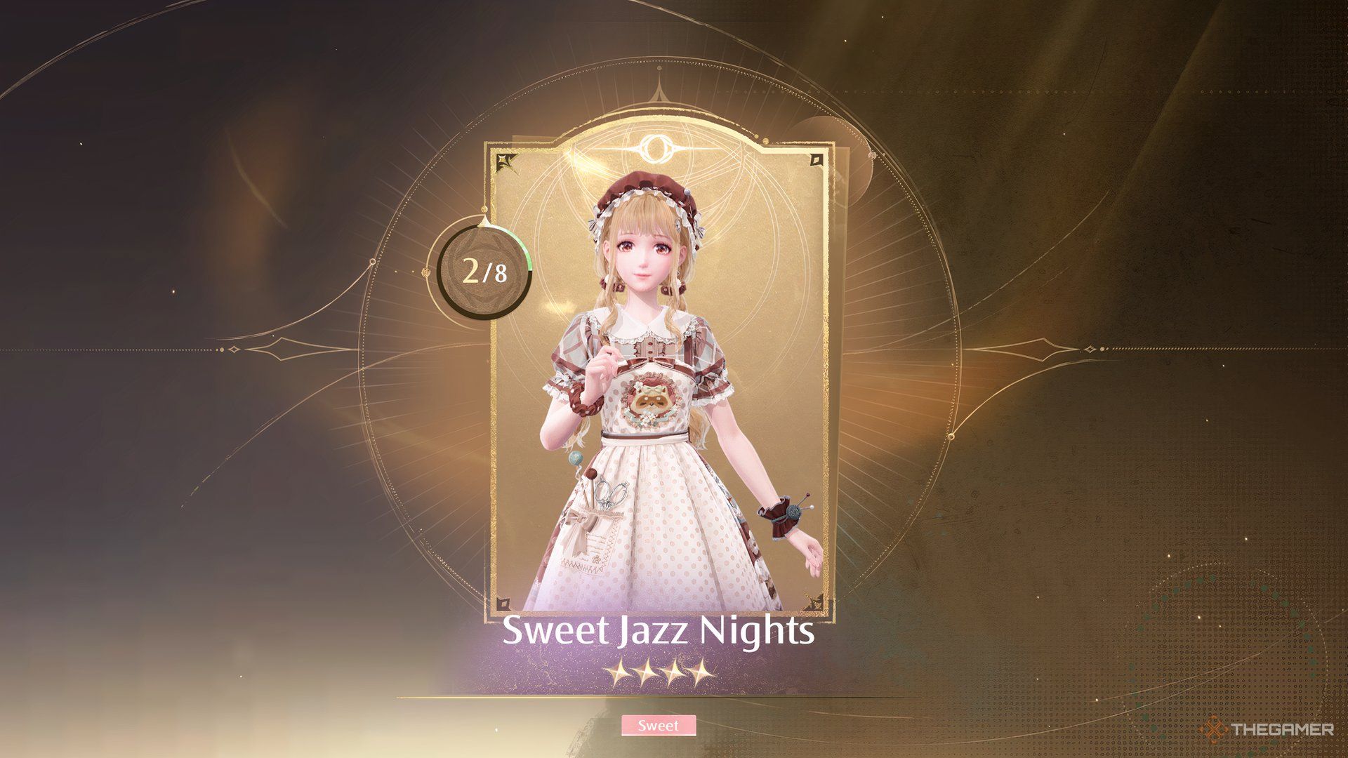 Sweet Jazz Nights Nikki in a bibcoon cottage core outfit.