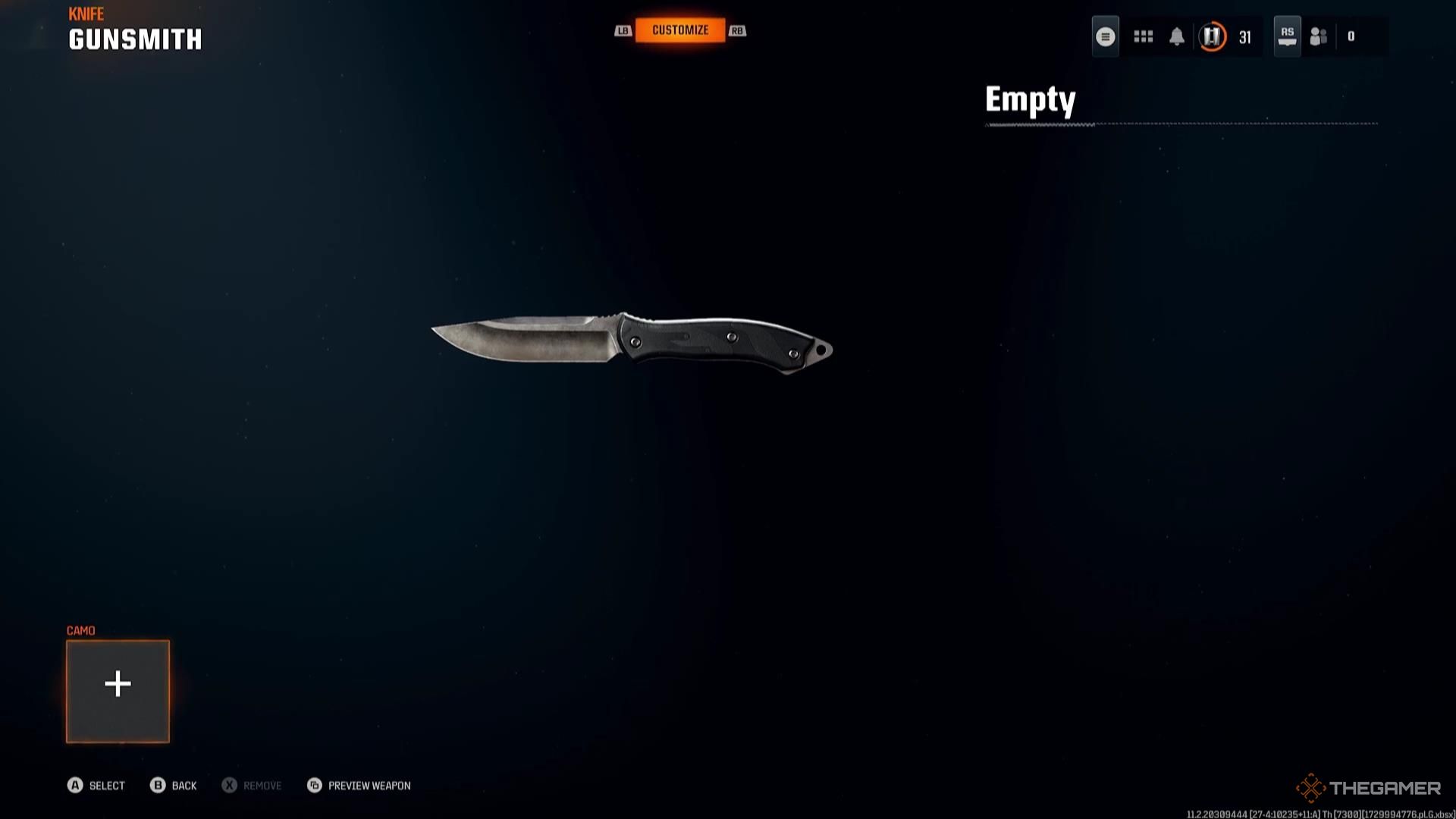 The Knife in the Gunsmith of Call of Duty: Black Ops 6.