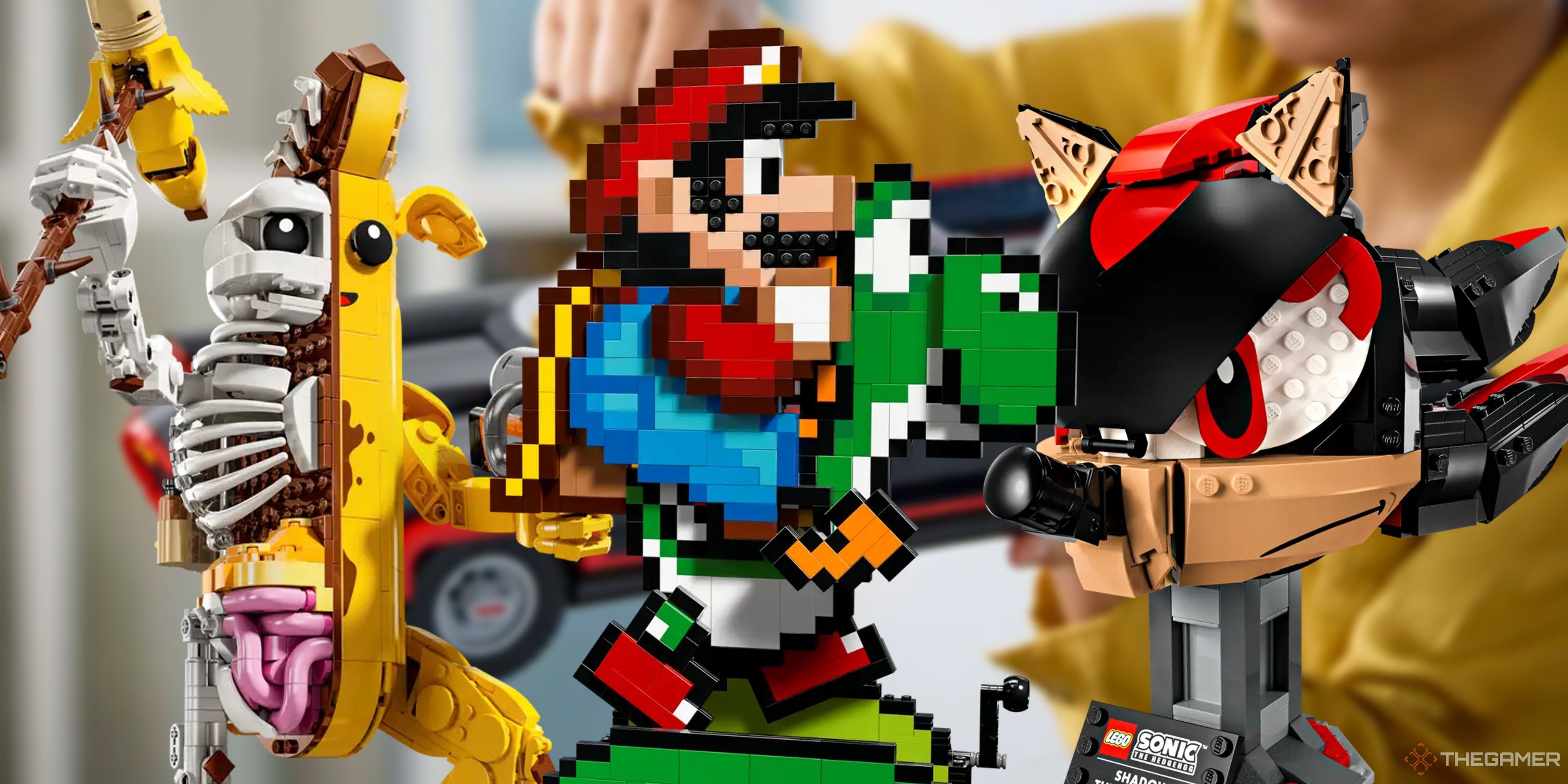 lego peely mario on yoshi and shadow head