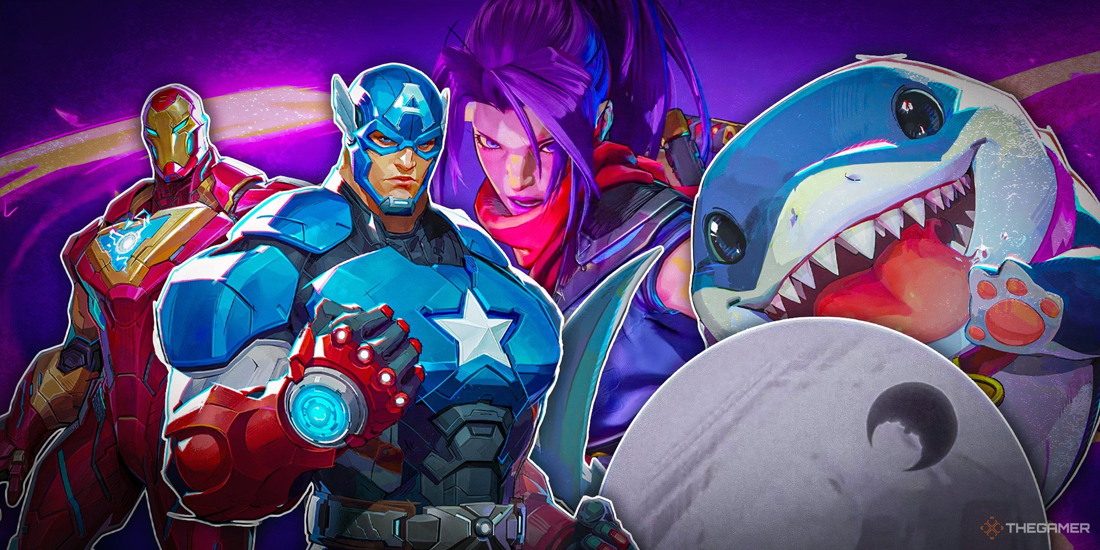 Marvel Rivals TGS interview featuring captain america, iron man, jeff, and psylocke