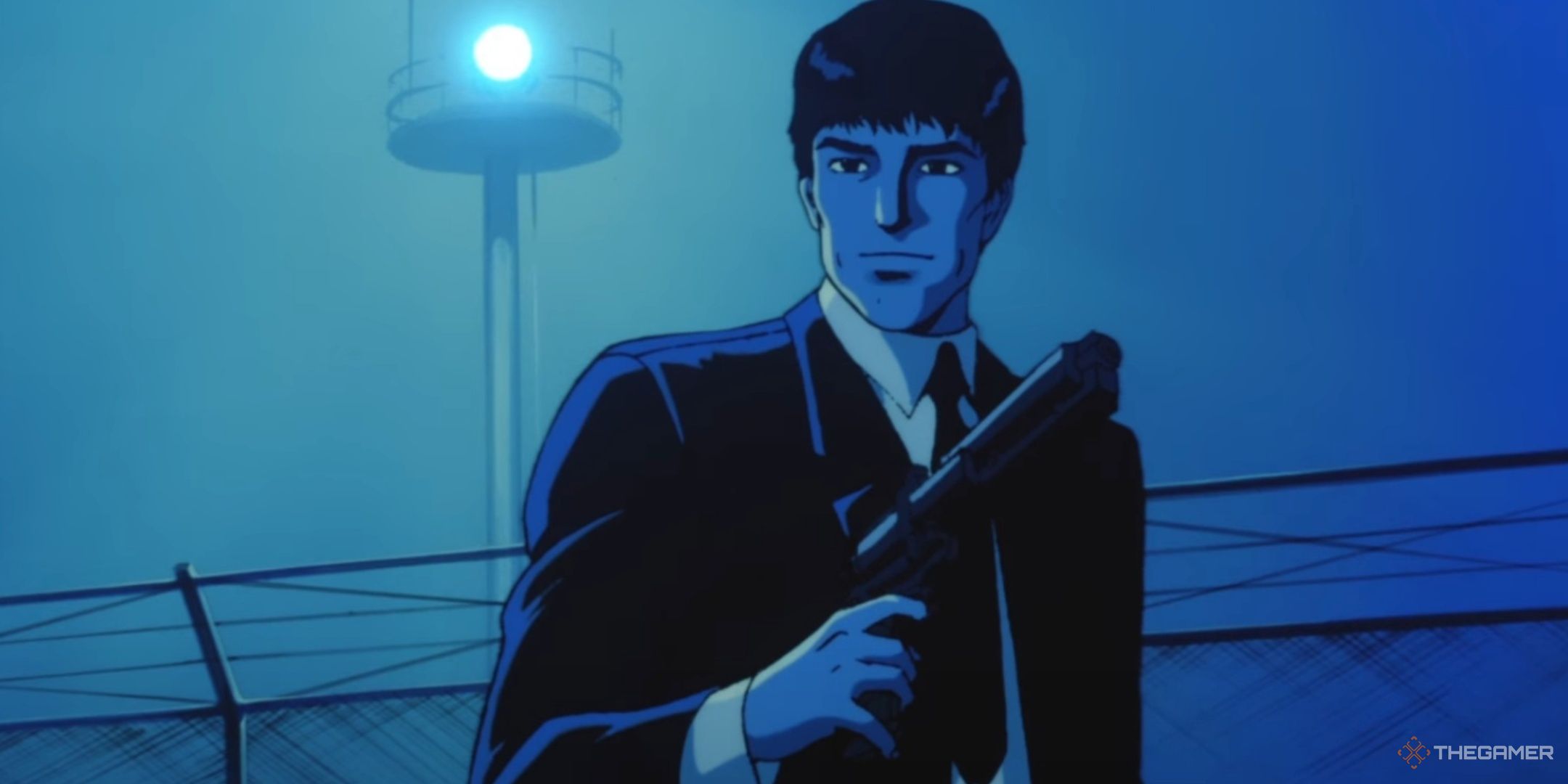 The cool blue hues of Wicked City falling on Taki.