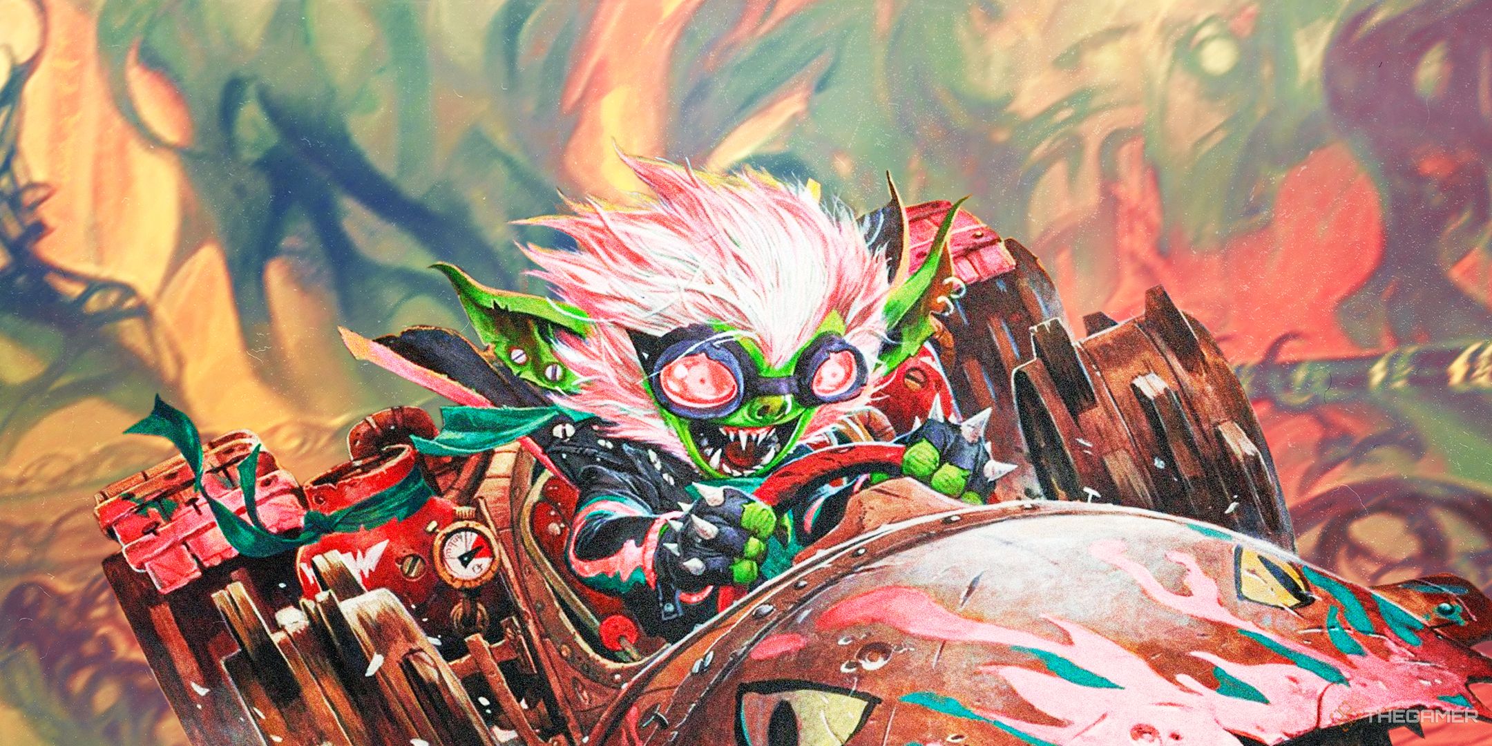 MTG Death Race, showing a goblin with pink hair driving a car.