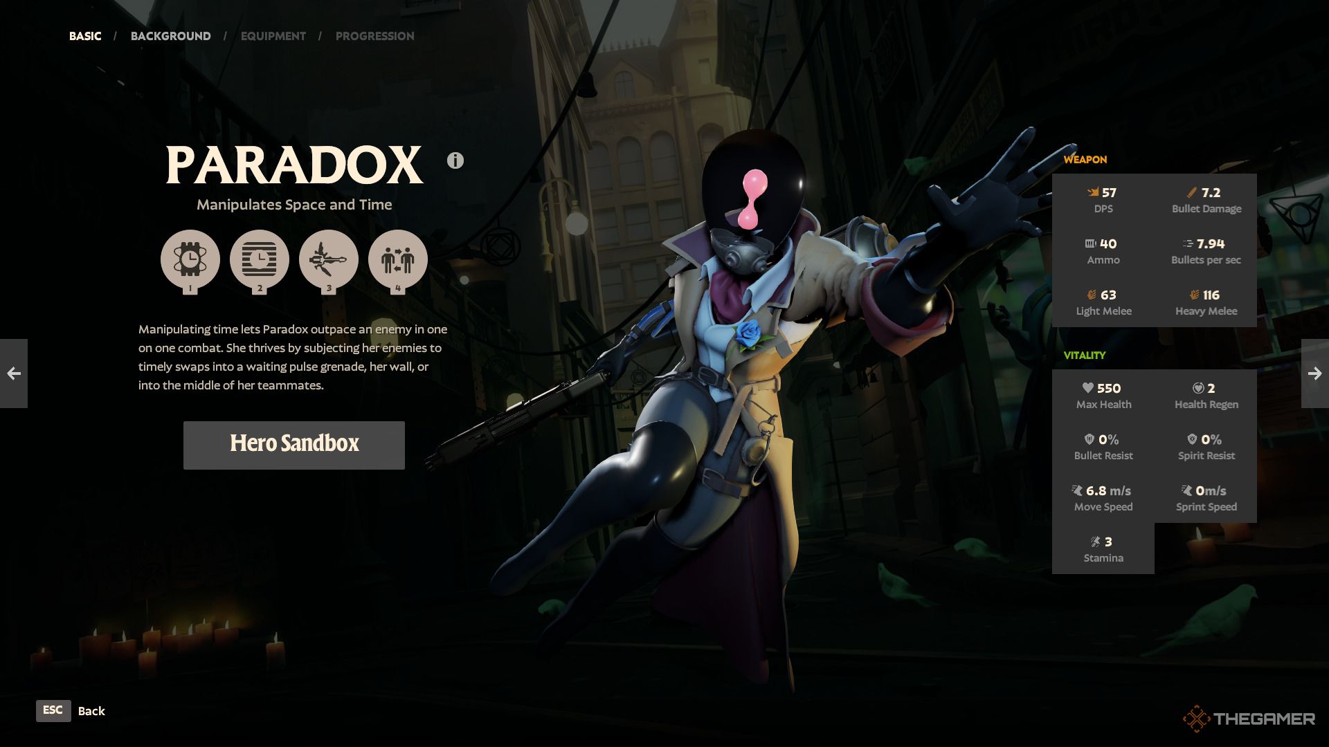 Paradox&rsquo;s abilities showcased in Deadlock&rsquo;s menu.
