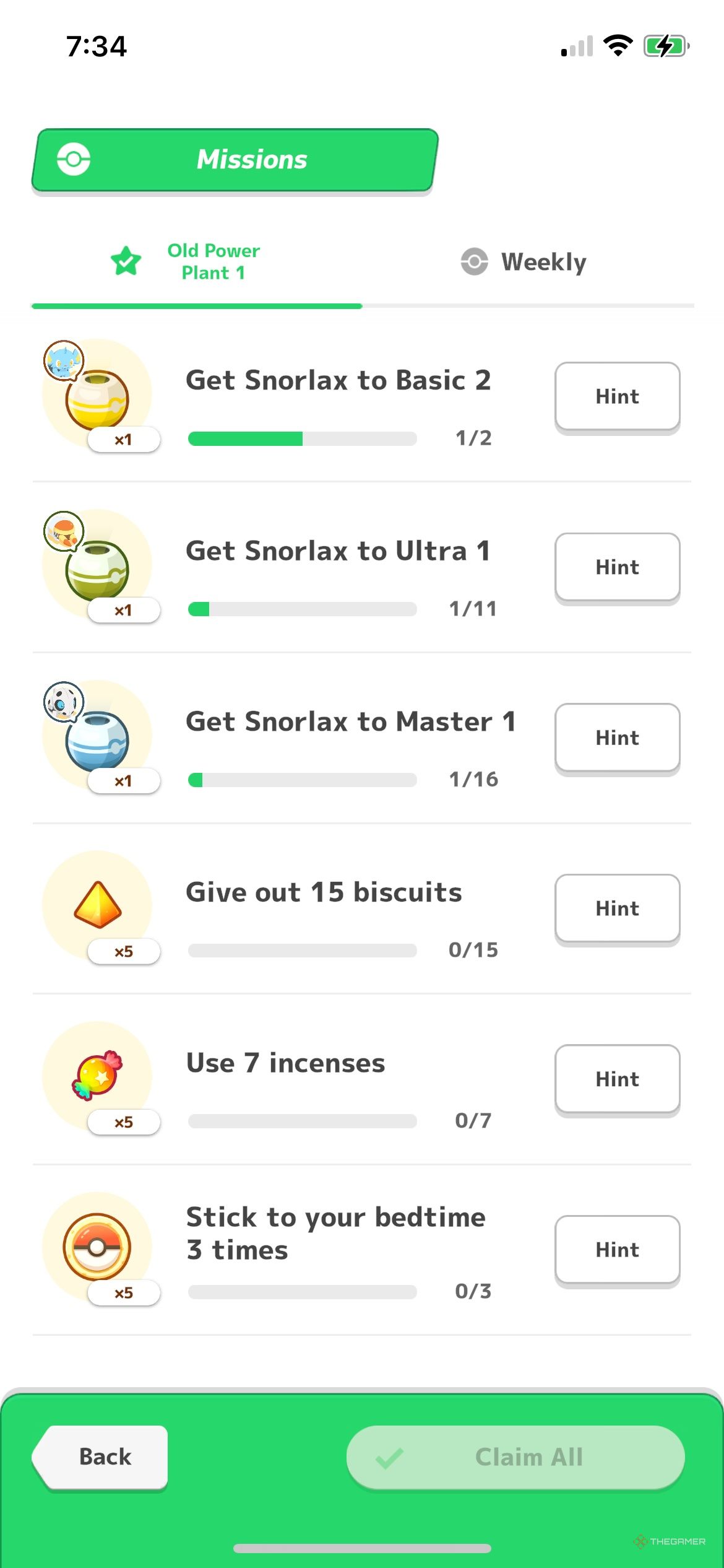 Pokemon Sleep Week One Missions for the Old Gold Power Plant debut event.