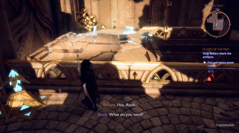 Rook using a Power Crystal to make a bridge in Dragon Age The Veilguard