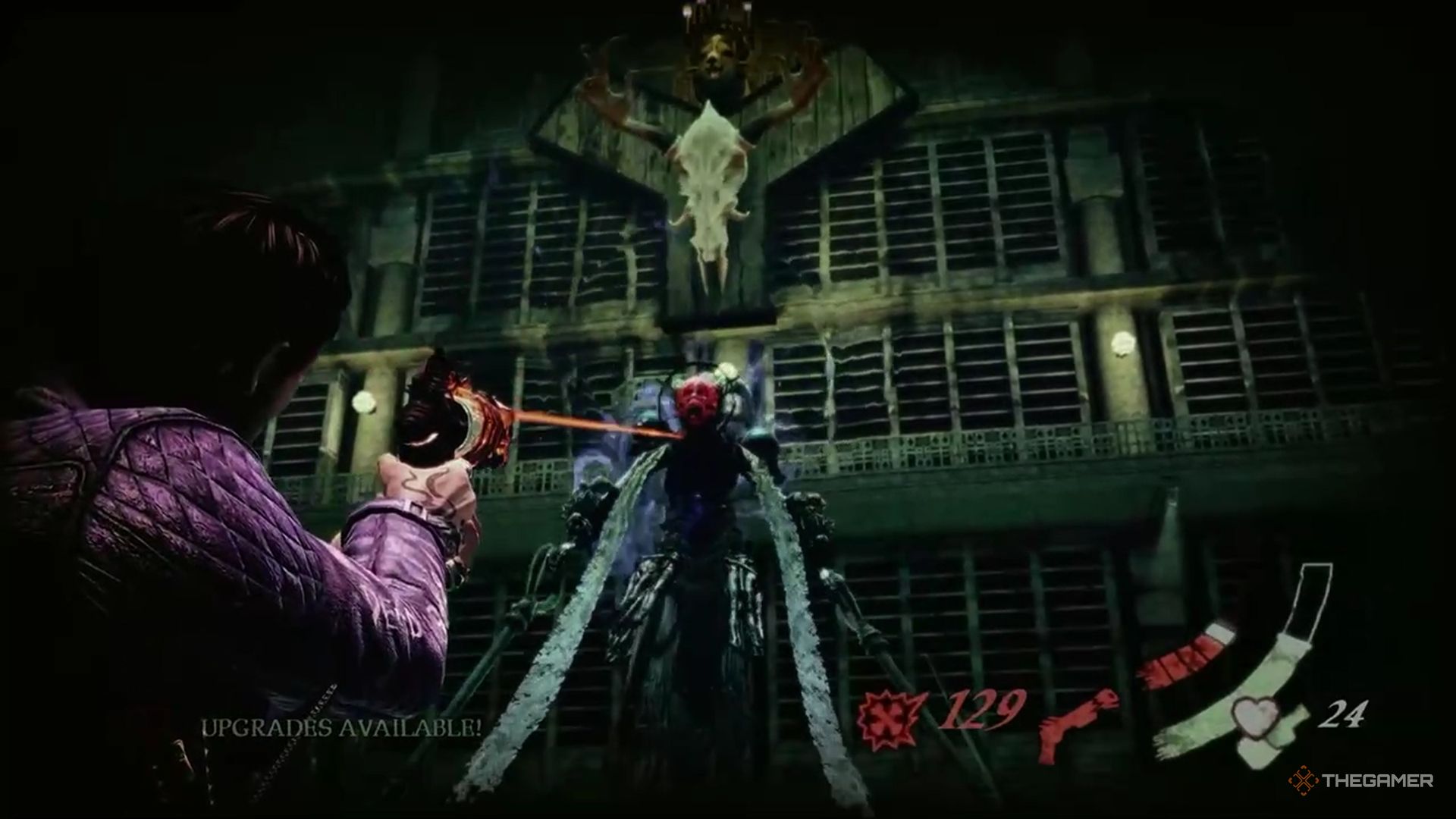 Aiming at the head of Giltine with Garcia&rsquo;s handgun.