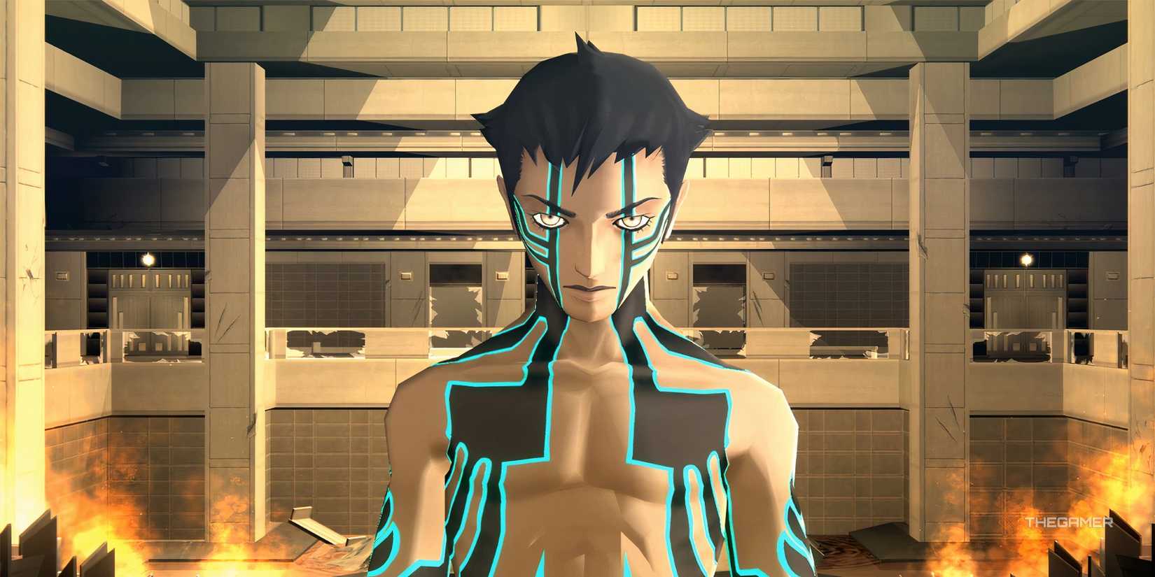 The Demifian in Ikebukuro looks at the camera in Shin Megami Tensei 3 Nocturne.
