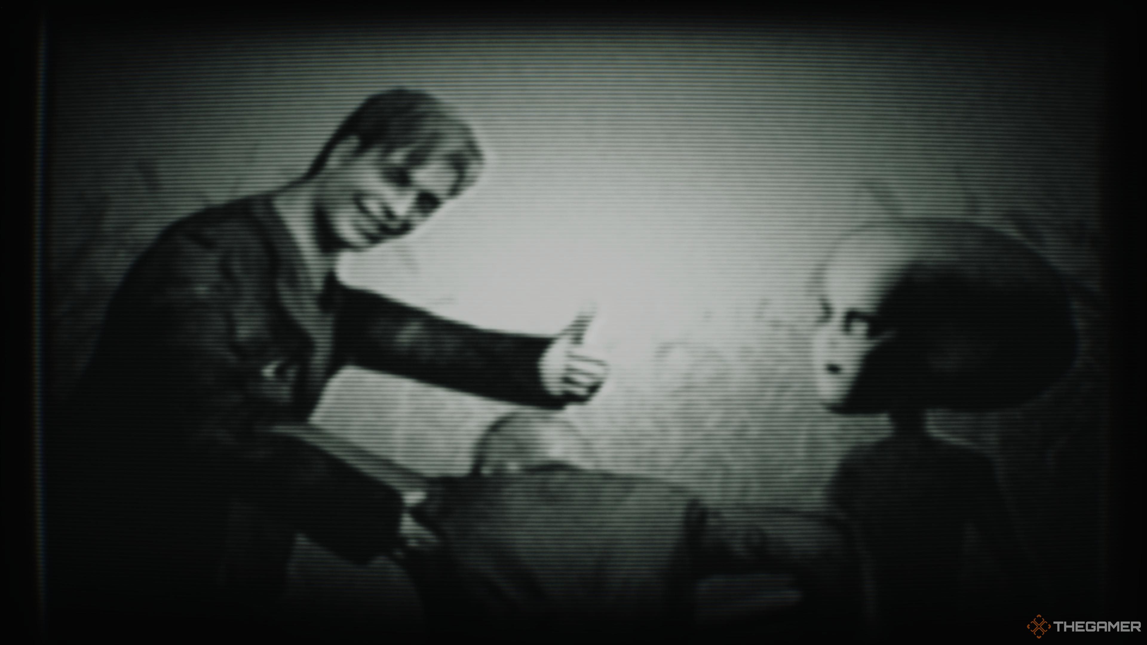 The original James with an alien abducting Silent Hill 2 remake James in the UFO ending.