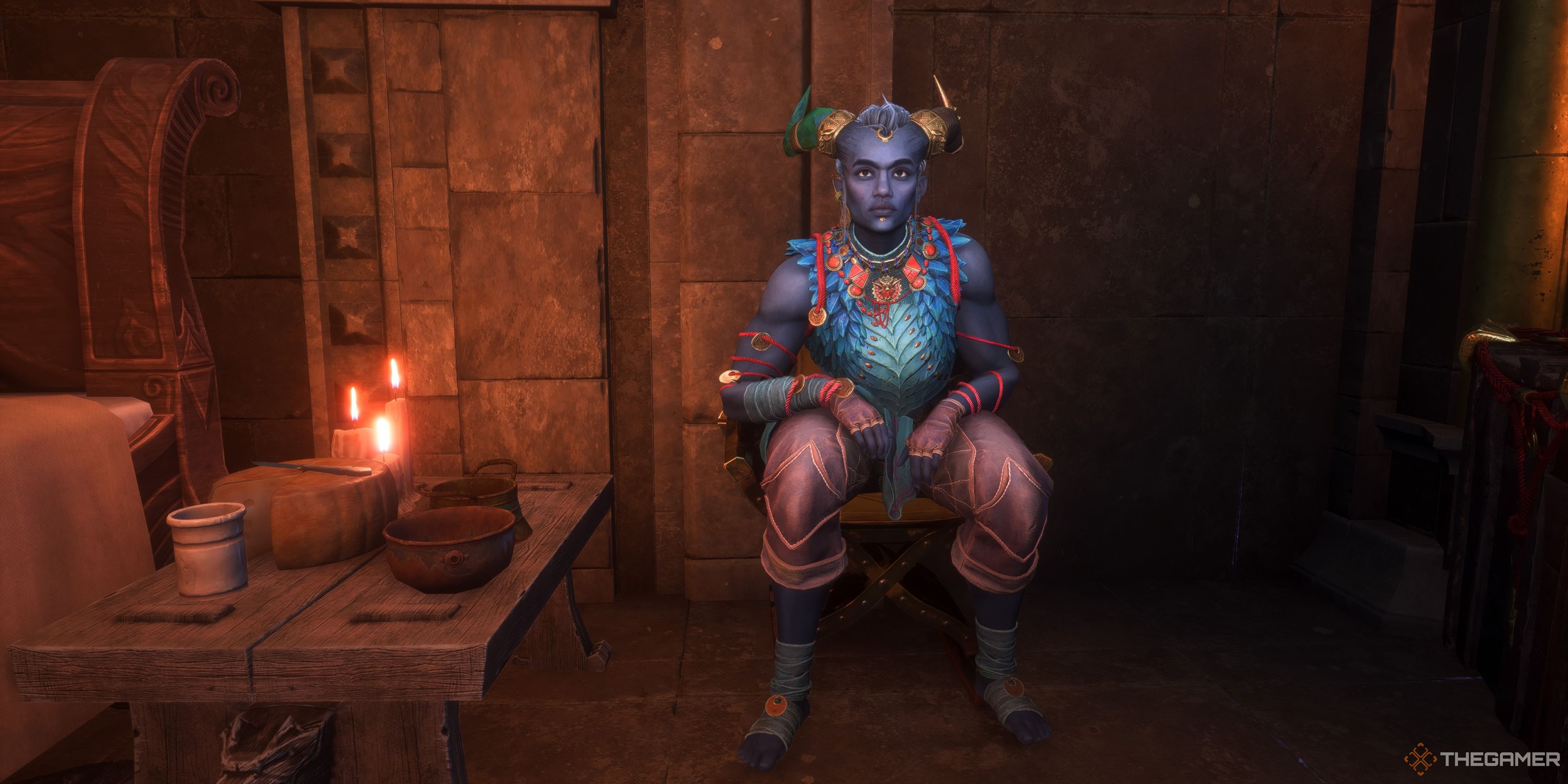 Taash in their quarters in Dragon Age The Veilguard