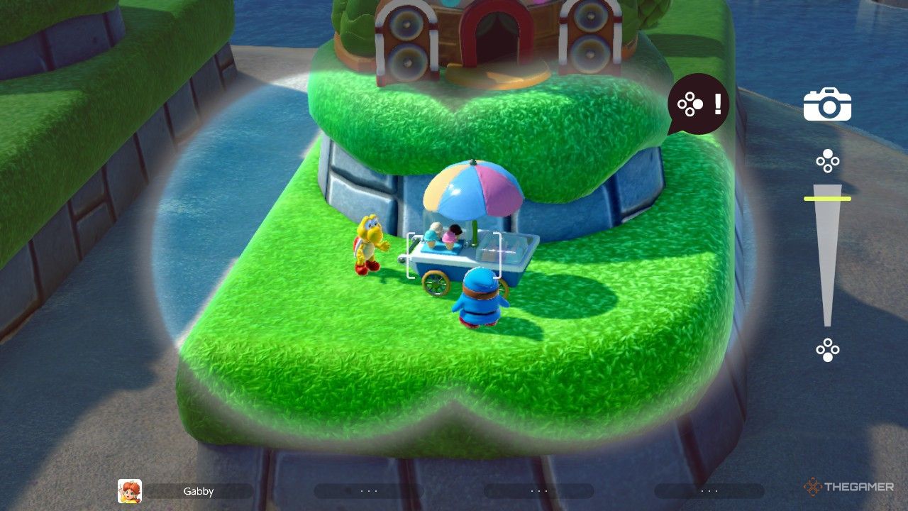 وقتی روی One Scoop زوم می کنید، دوربین دوچشمی تپش می زند، لطفاً عکس آلبوم را در Super Mario Party Jamboree.-1