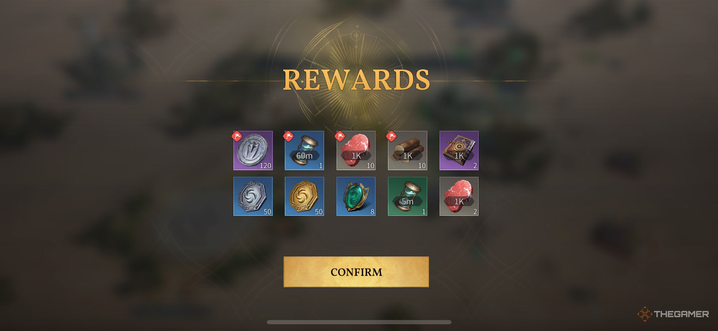 The rewards for defeating a barbarian in Age of Empires Mobile.