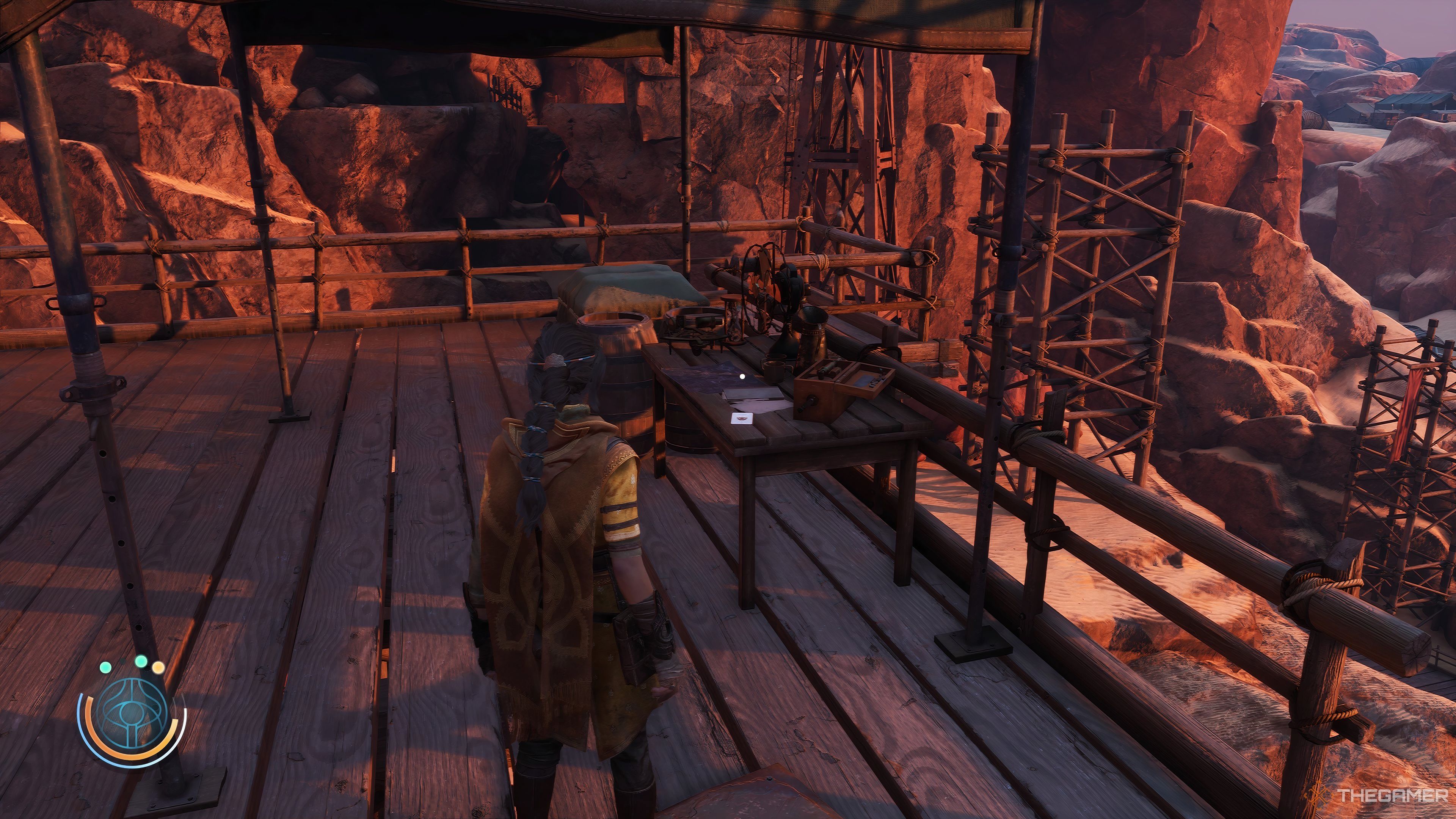 Haroona standing by an Ascension Card on a table in Dasuden in Unknown 9: Awakening.