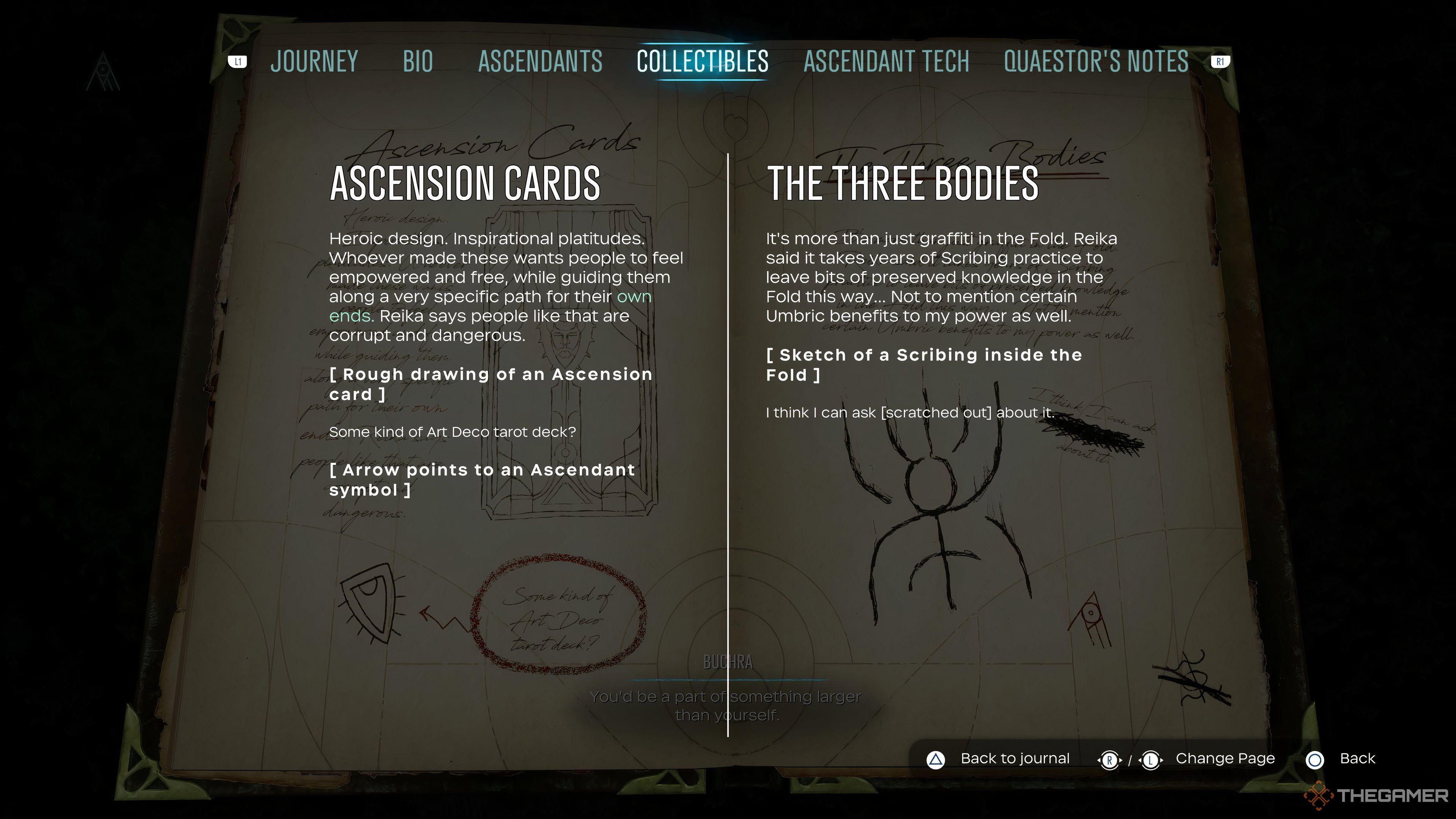 Journal entry for Ascension Card talking about the contents of them in Unknown 9: Awakening.