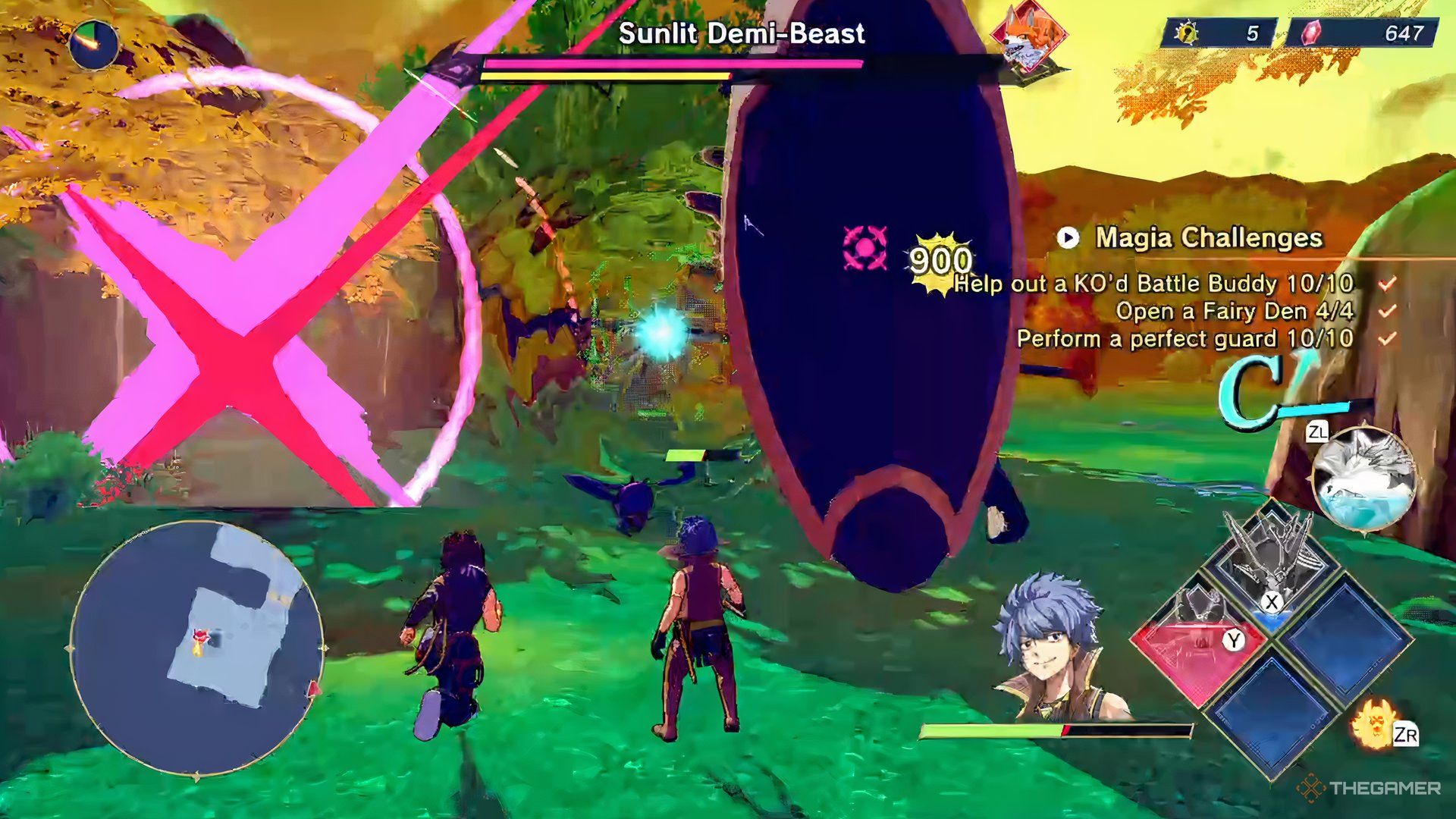 The sunlit half creature was using an unblockable attack that flashed red.
