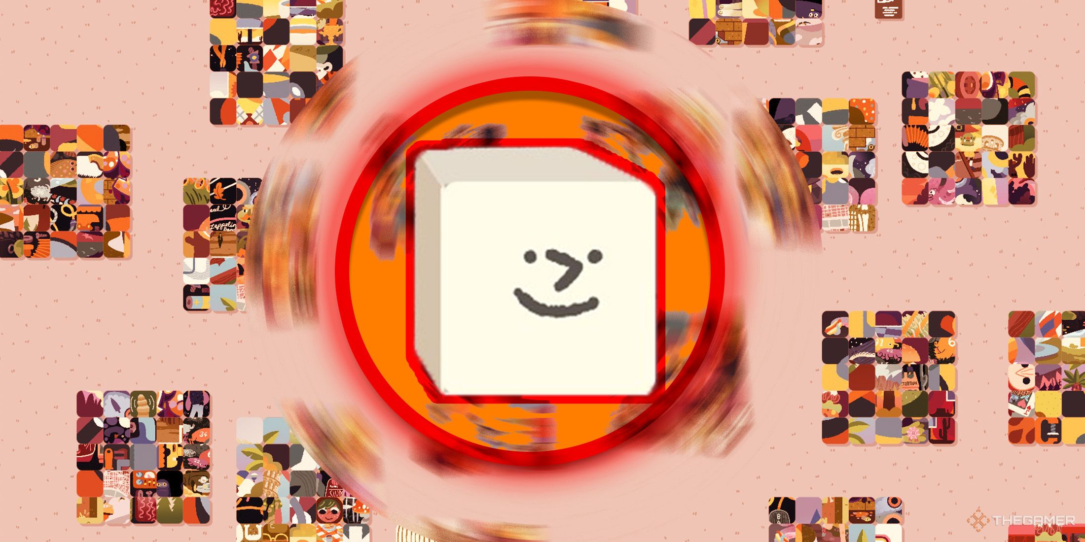 Wİlmot is inside a circle on a room with puzzles  in Wilmot Works It Out