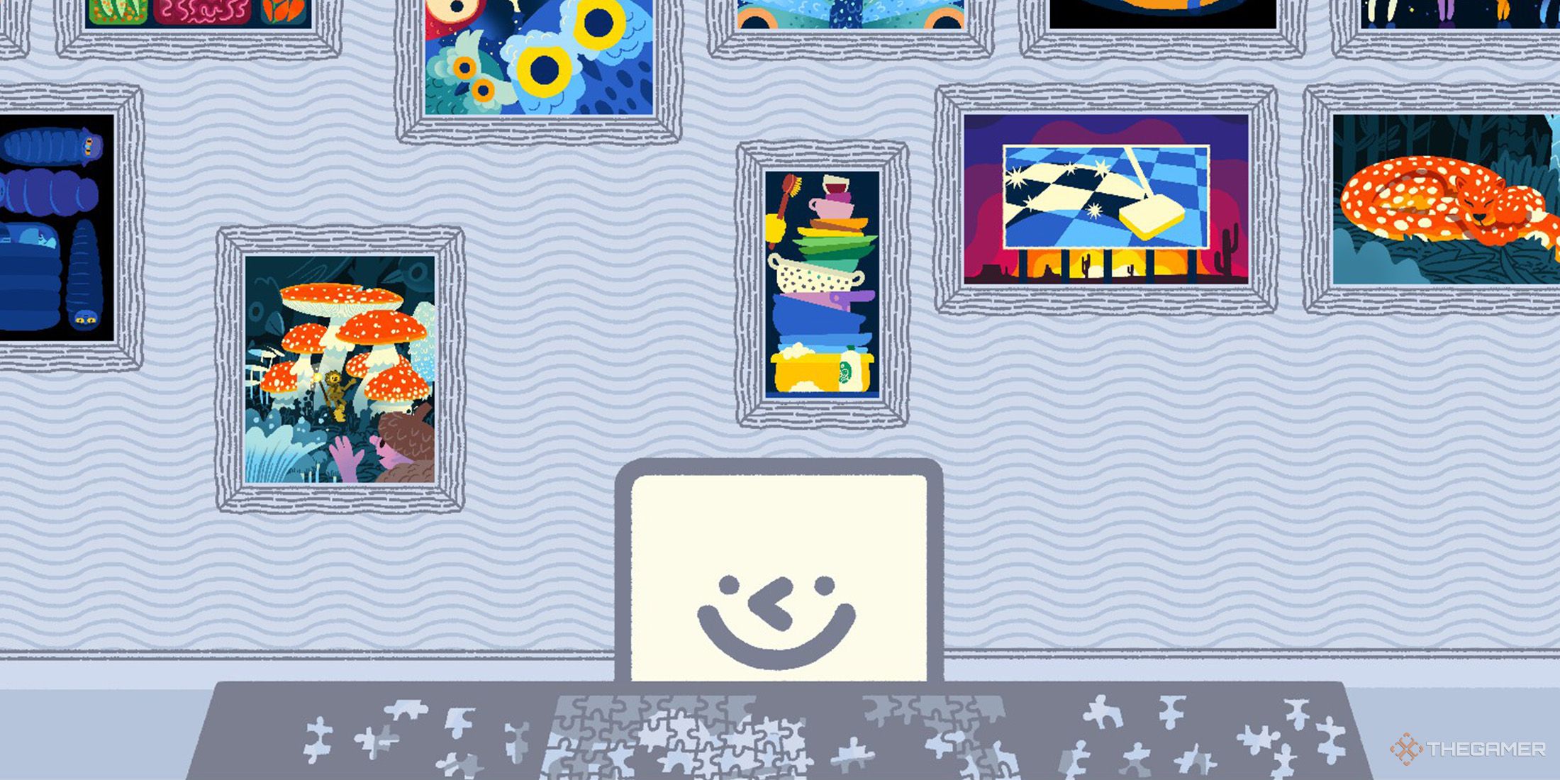 Wilmot tries to solve a puzzle inside his puzzle room in Wilmot Works It Out
