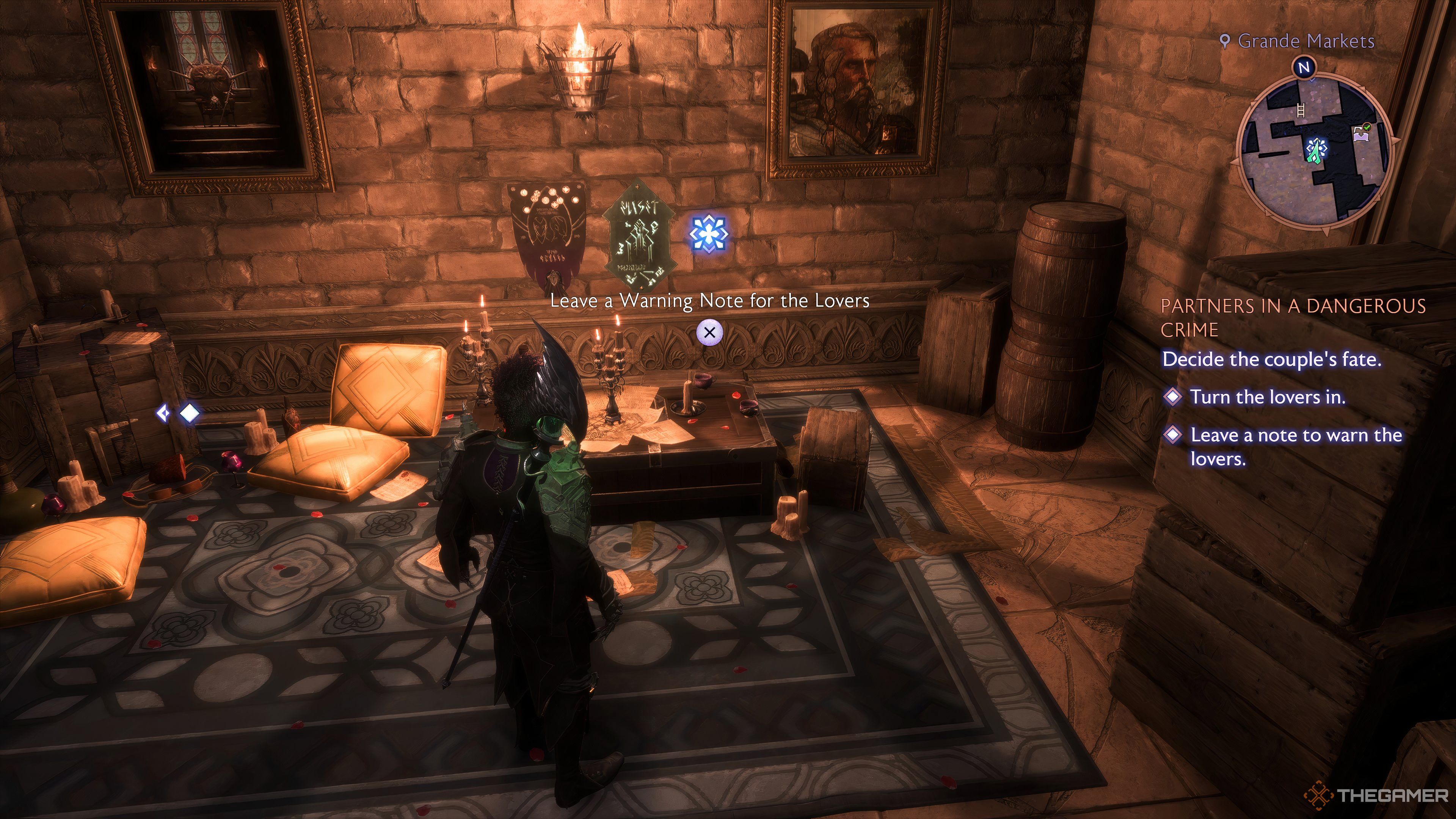 In Dragon Age: The Veilguard, player Rook stands in an area and is asked to leave a note.