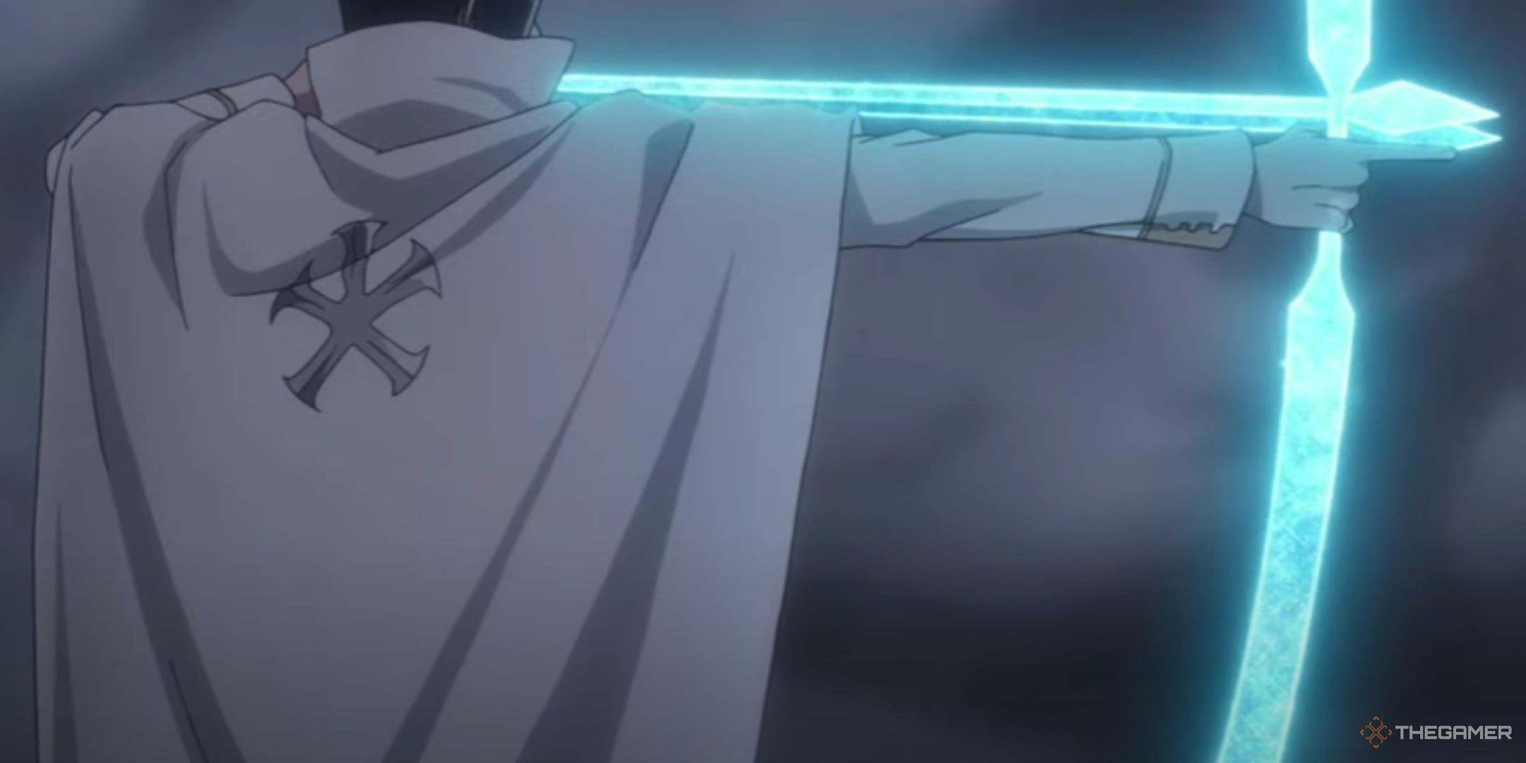 Uryu is about to shoot a Quincy arrow in Bleach