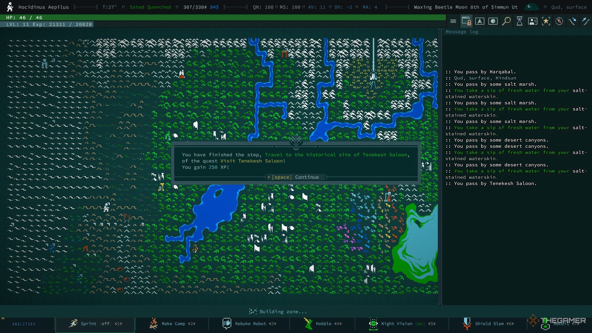 the player visits a historic site for the first time in caves of qud