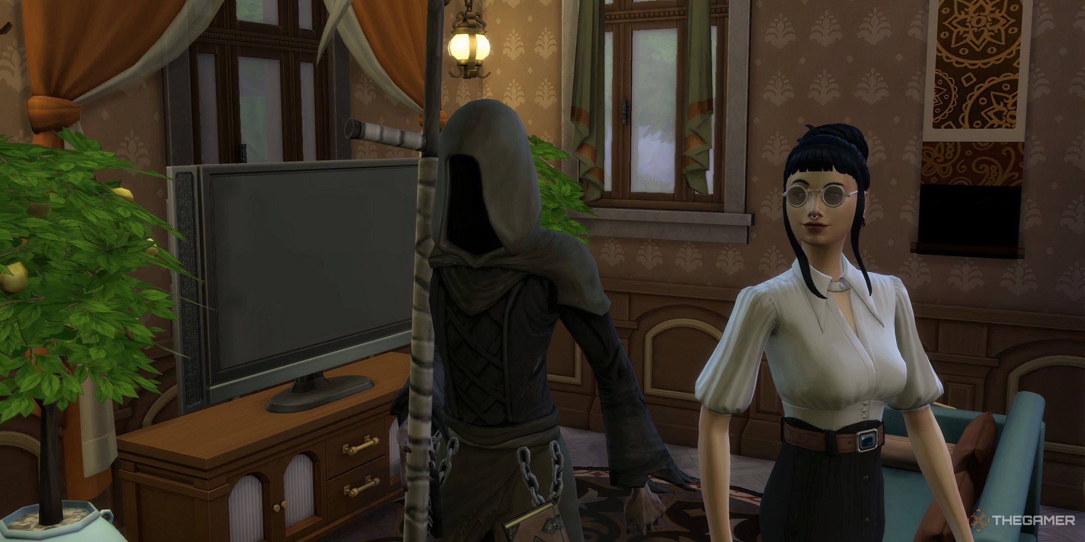 A Sim and the Grim Reaper for the Soul's Journey guide in The Sims 4 Life and Death.