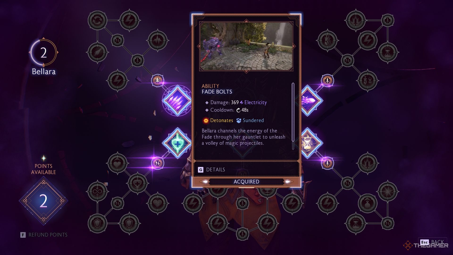 Skill tree in Dragon Age: The Veilguard showing an ability that Detonates the Sundered effect.