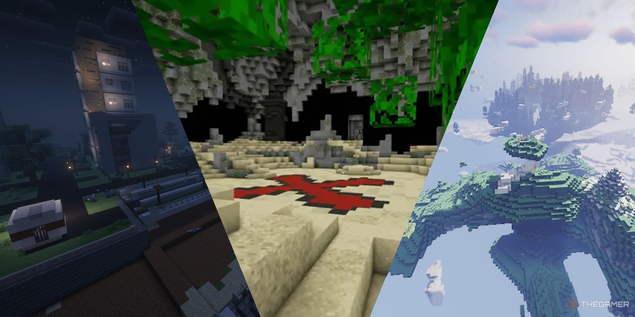 A Split Image Depicting Scenes From Minecraft Mods DeceasedCraft, Vault Hunters, And Dimensional Ascension-1