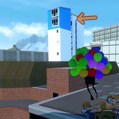 An orange arrow shows the location of the fifth gold trophy in Amazing Frog