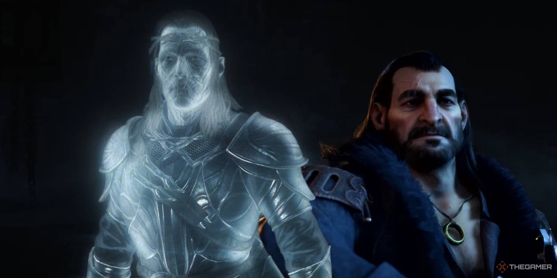 Celebrimbor from Shadow of Mordor with Varric from Dragon Age The Veilguard