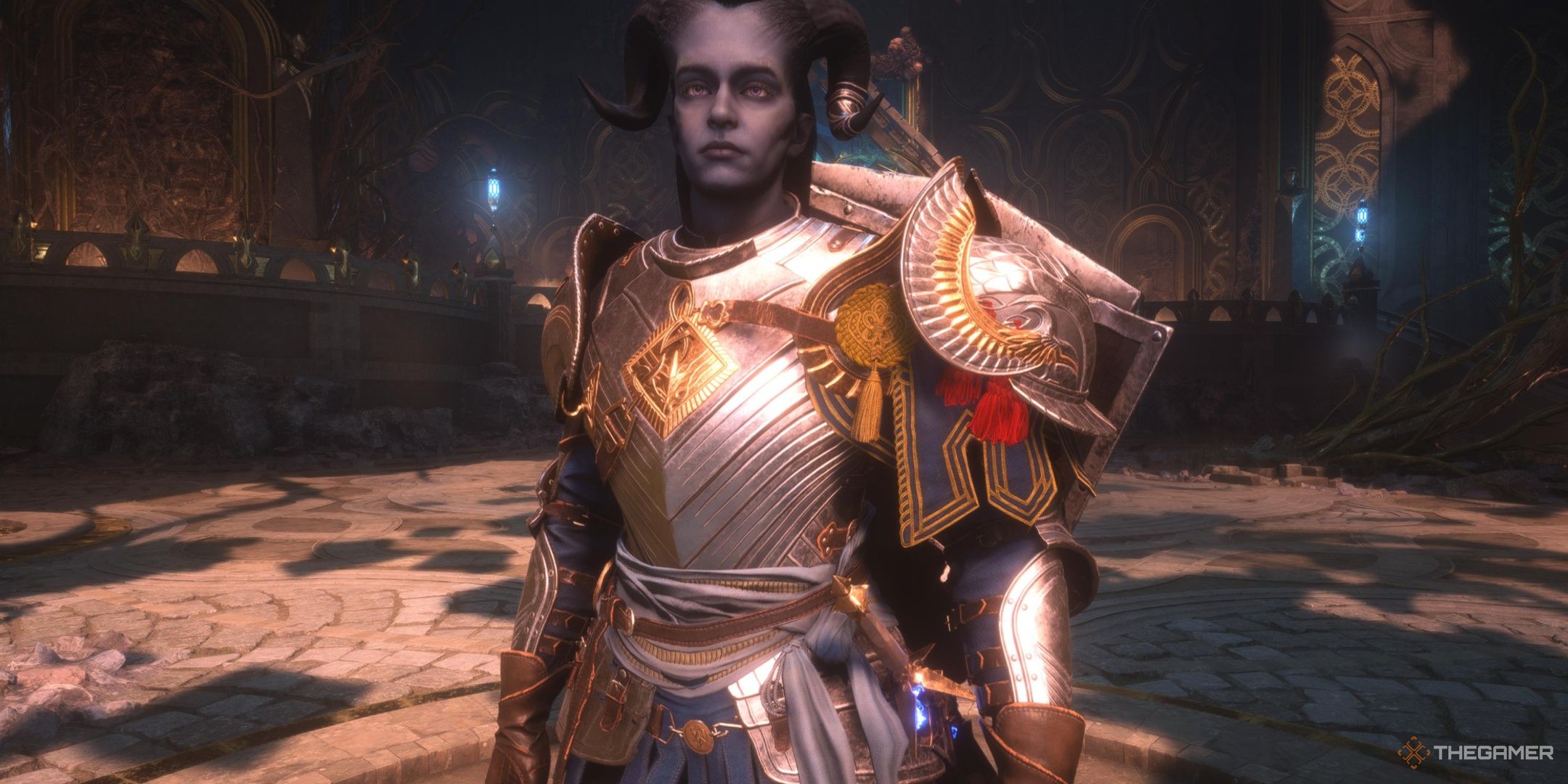 Rook wearing Champion's Brilliant Regalia in Dragon Age: The Veilguard.