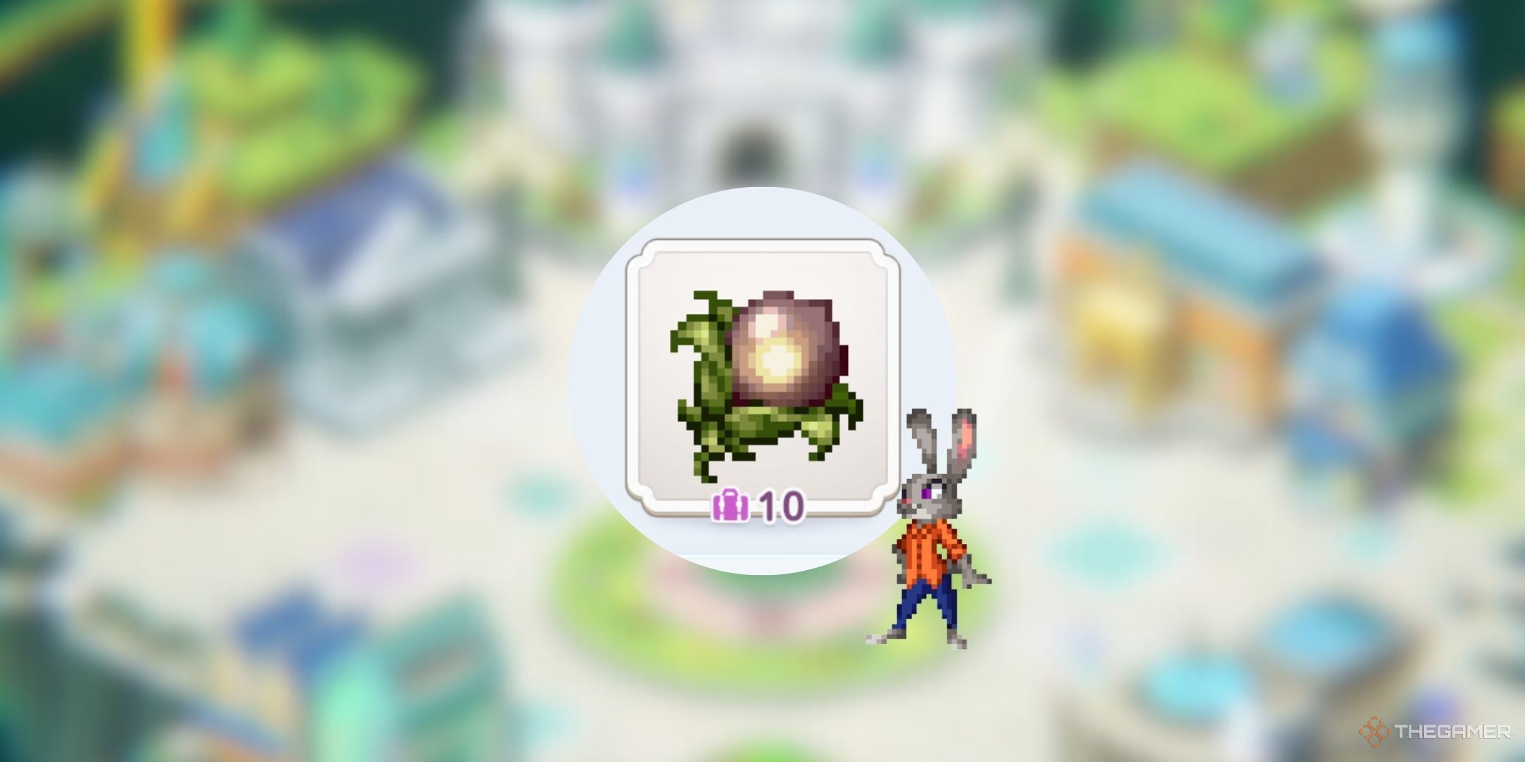 Disney Pixel RPG Judy standing next to a Ability Customization Seed (KB) on a blurred background.