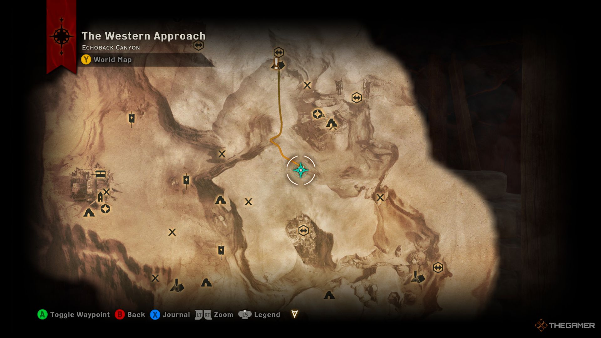 Dragon Age Inquisition screenshot of a quarry location on The Western Approach map.