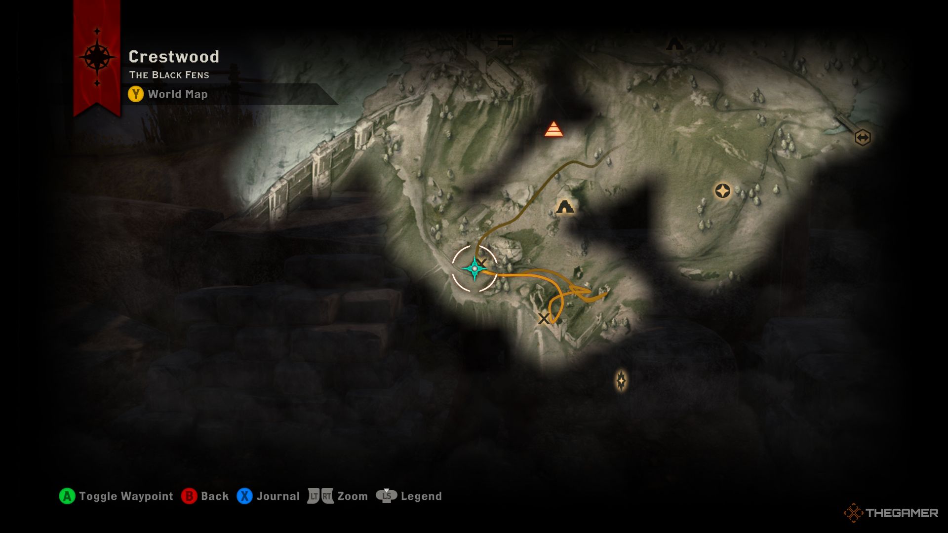 Dragon Age Inquisition screenshot of quarry location on the Crestwood map.