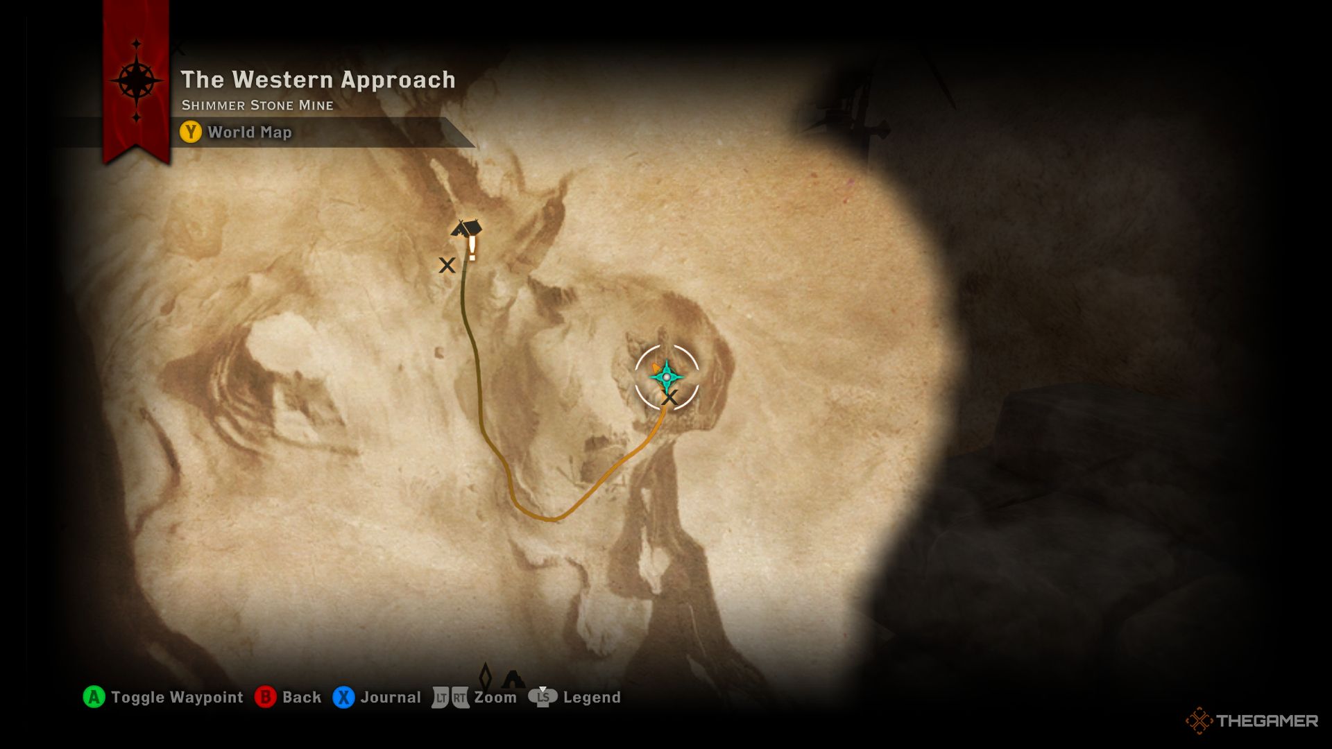 Dragon Age Inquisition screenshot of a location of a quarry on The Western Approach map.