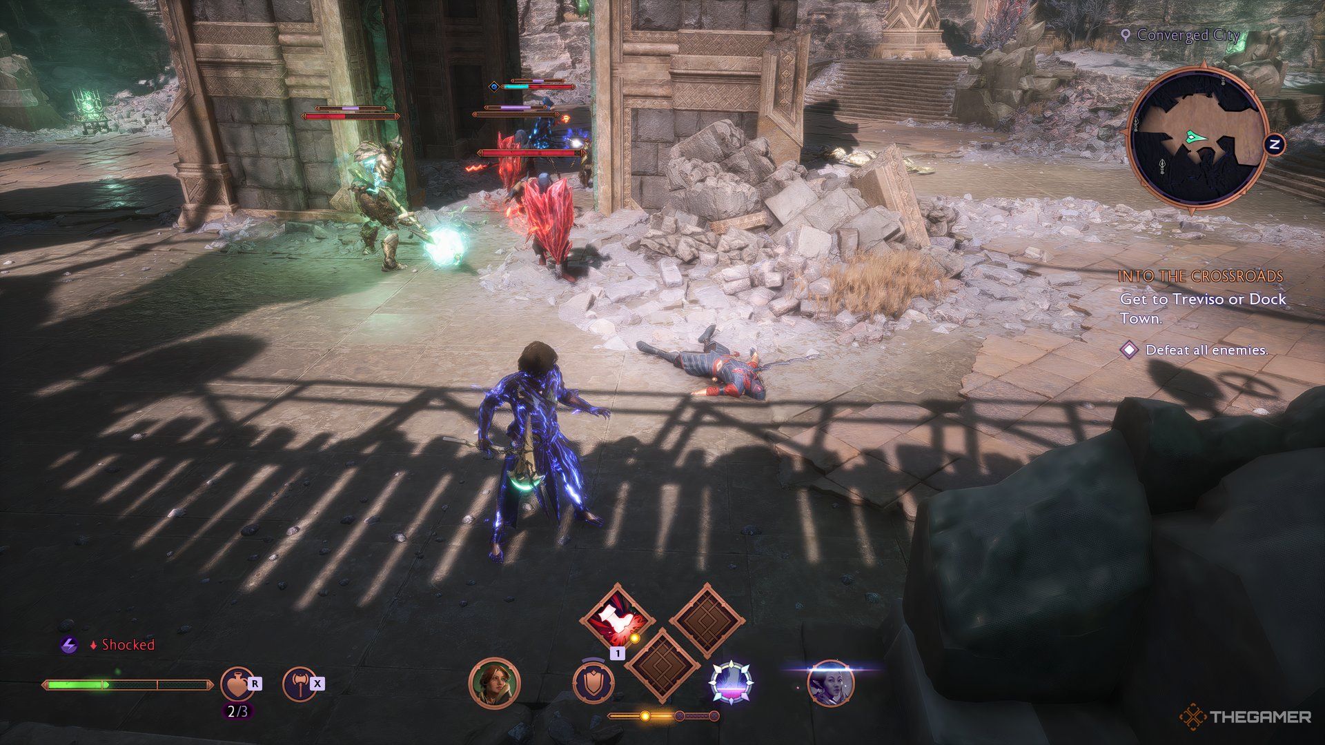 Rook fighting enemies while inflicted with the Shocked status effect in Dragon Age: The Veilguard.