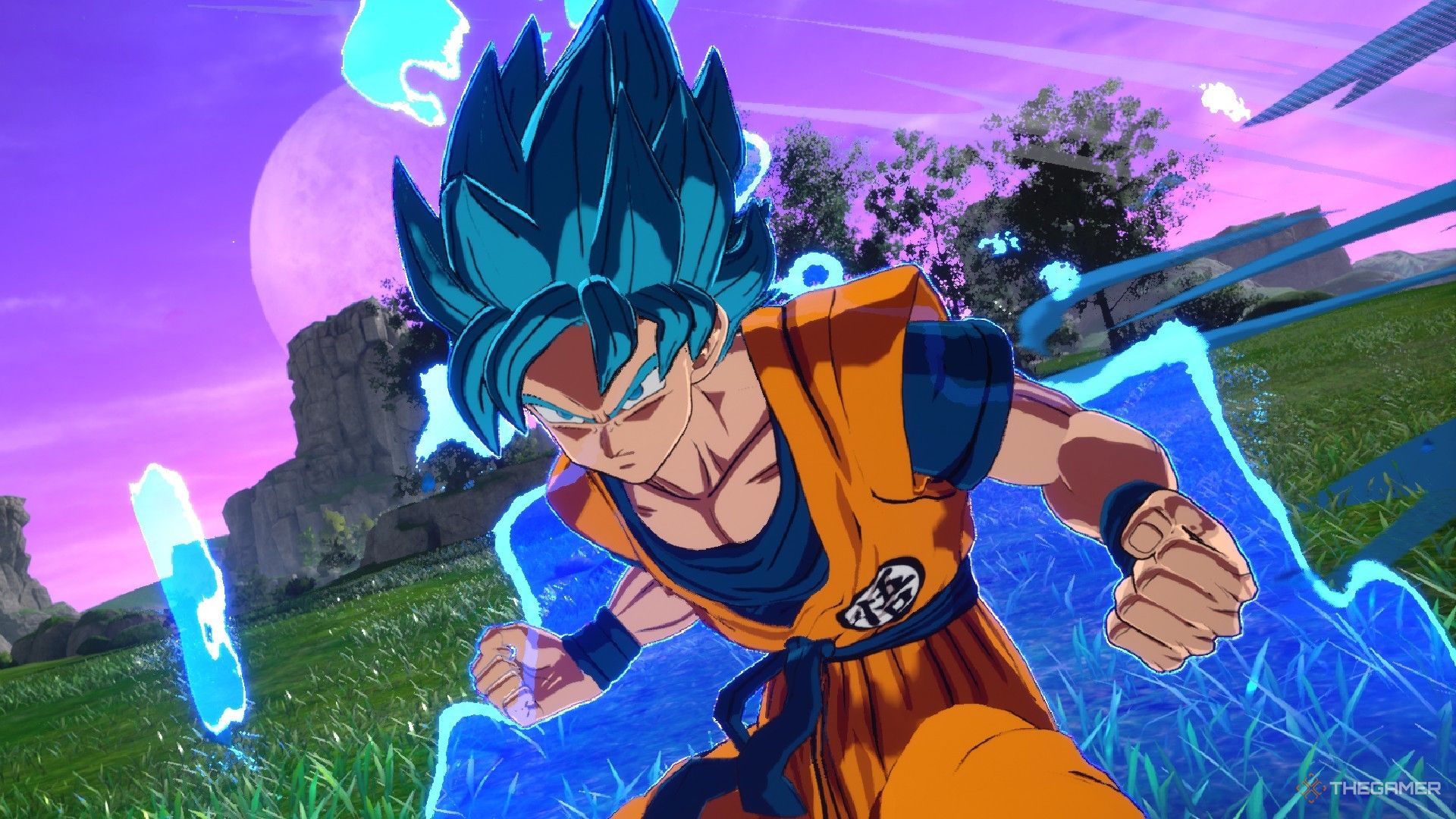 Dragon Ball Sparking Zero image showing Goku as a Super Saiyan blue.