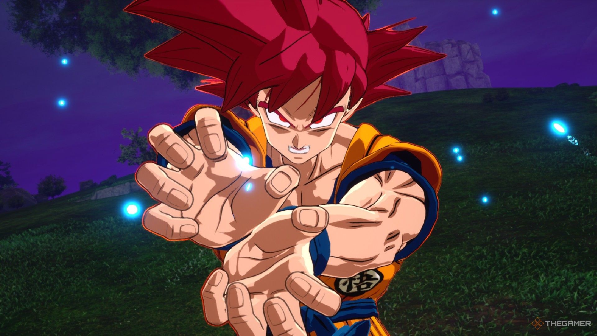 Dragon Ball Sparking Zero image showing Goku as a Super Saiyan god.